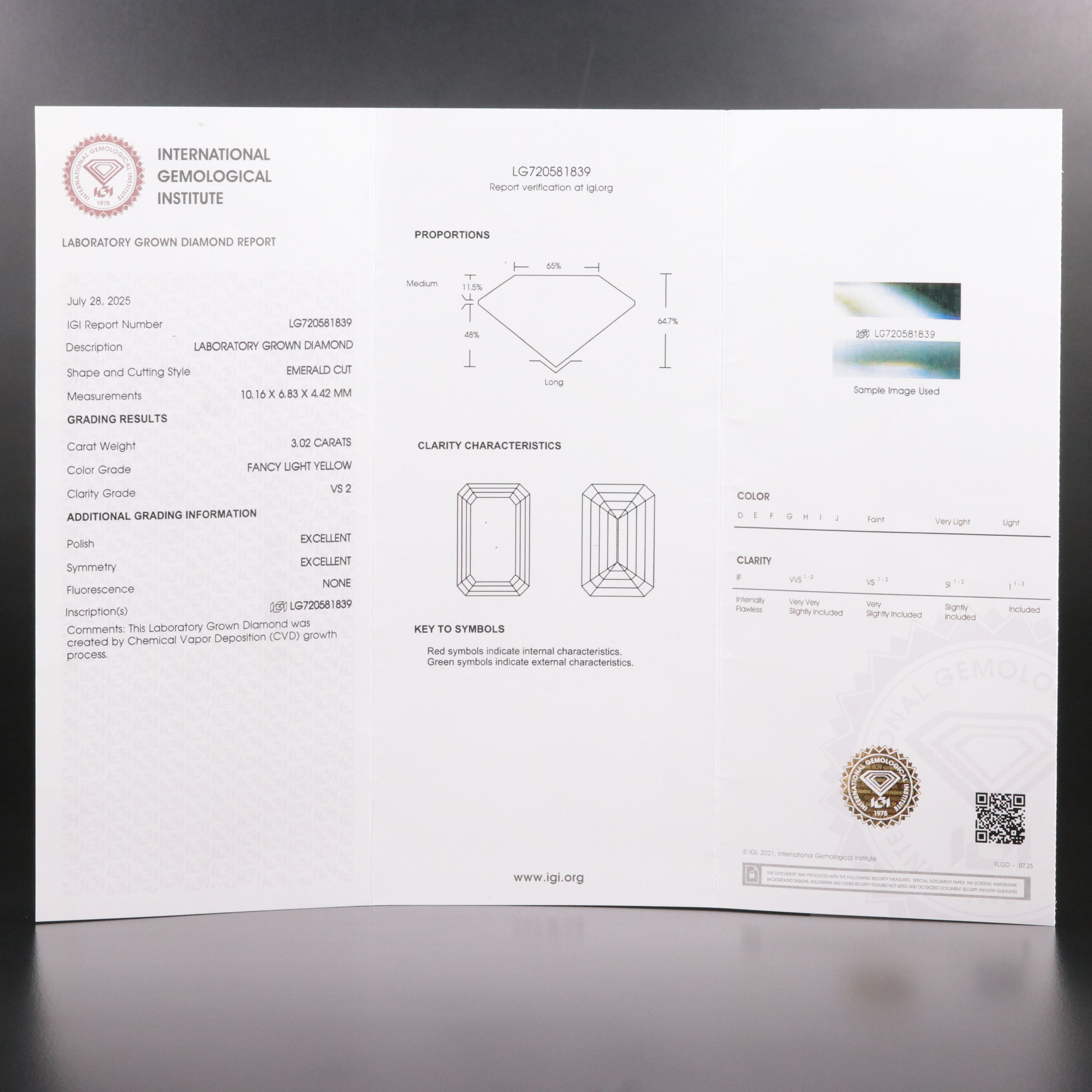 18K 3.23 CTW Lab Grown Diamond Ring w/ Fancy Light Yellow Center and IGI Report