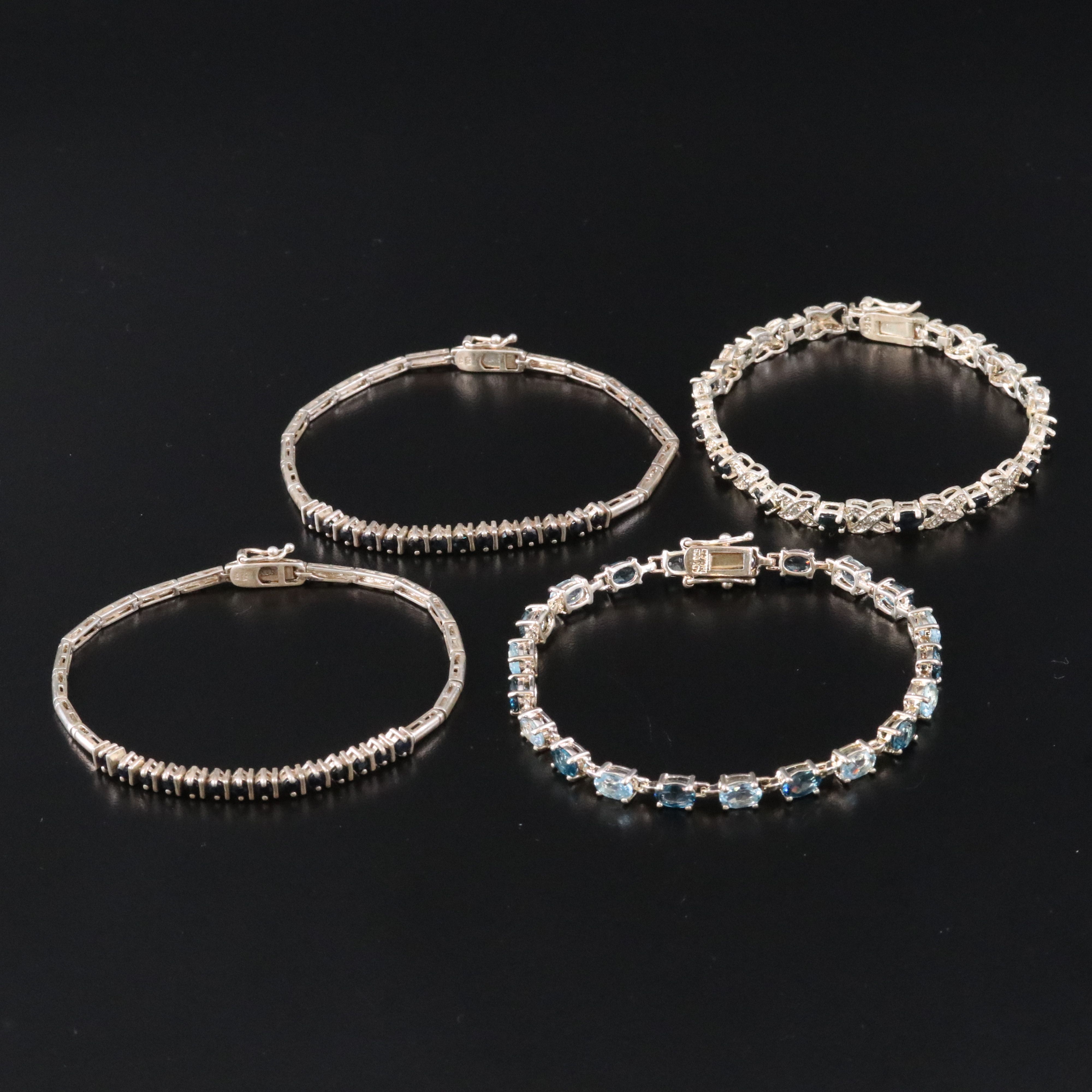 Sterling Sapphire, Diamond and Topaz Bracelet