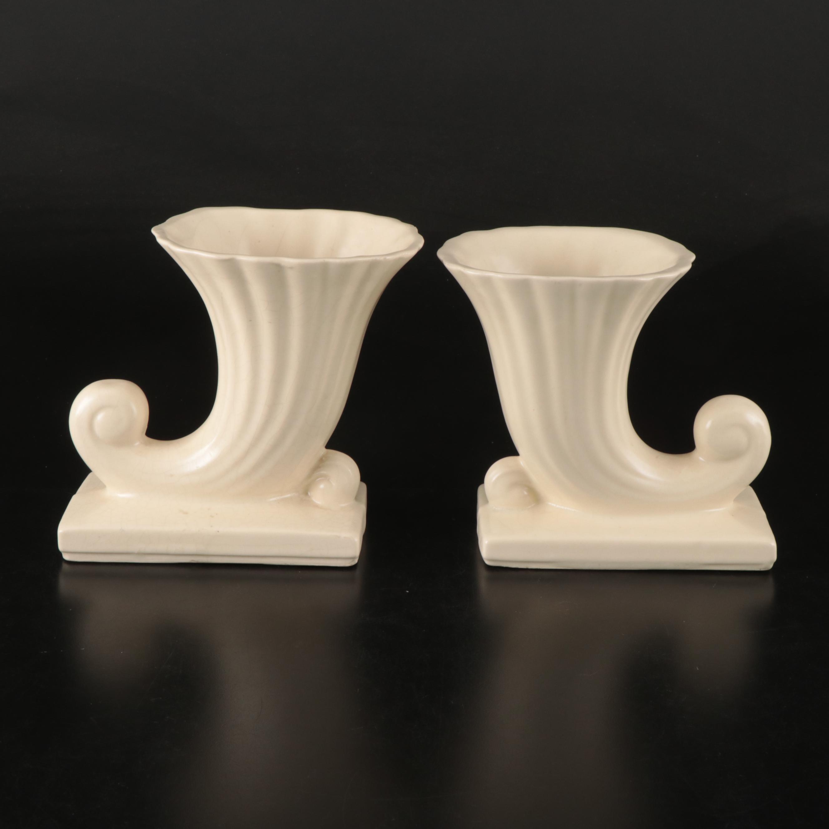 Haeger Pottery Basket Planter with Other White Glaze Ceramic Planters and Vases