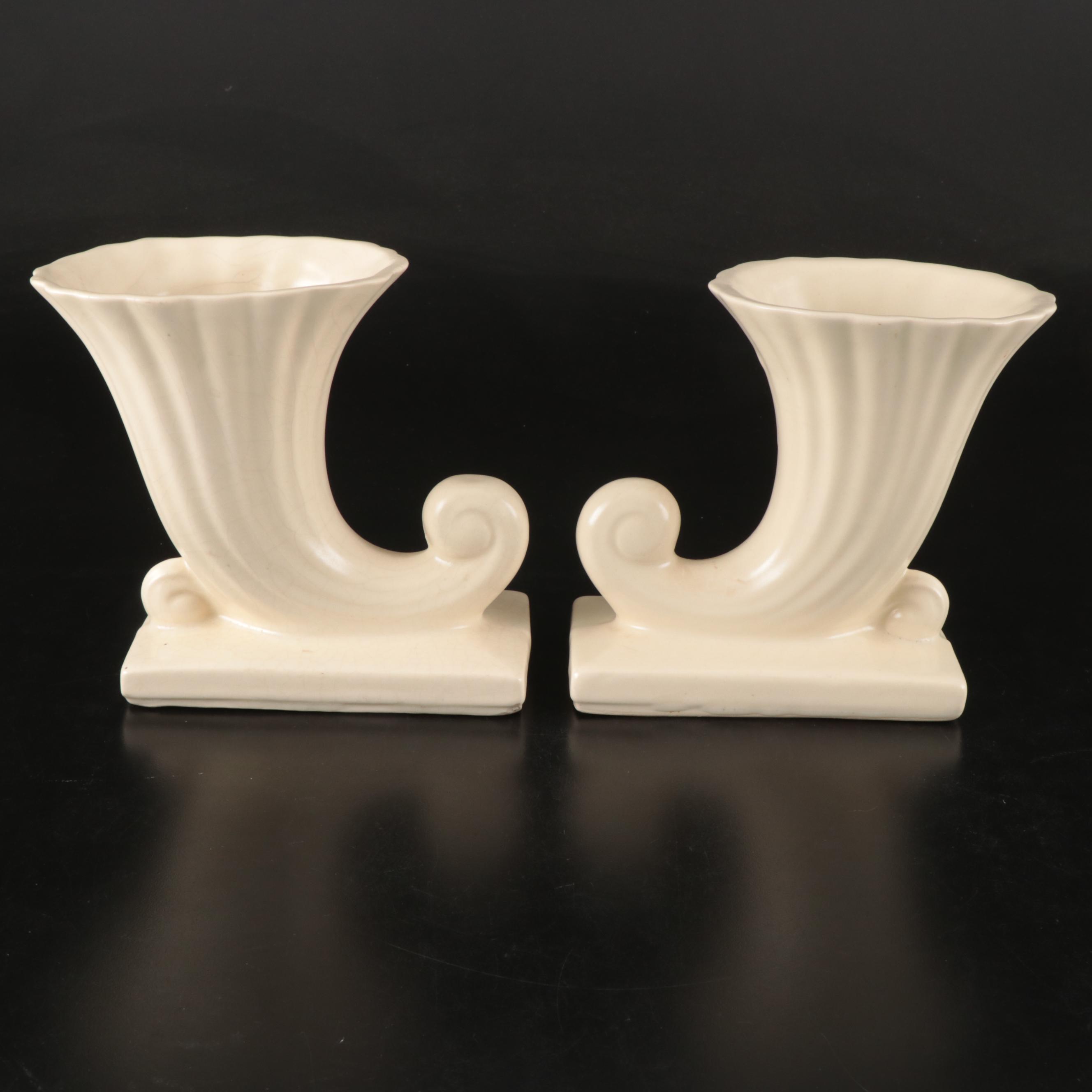 Haeger Pottery Basket Planter with Other White Glaze Ceramic Planters and Vases