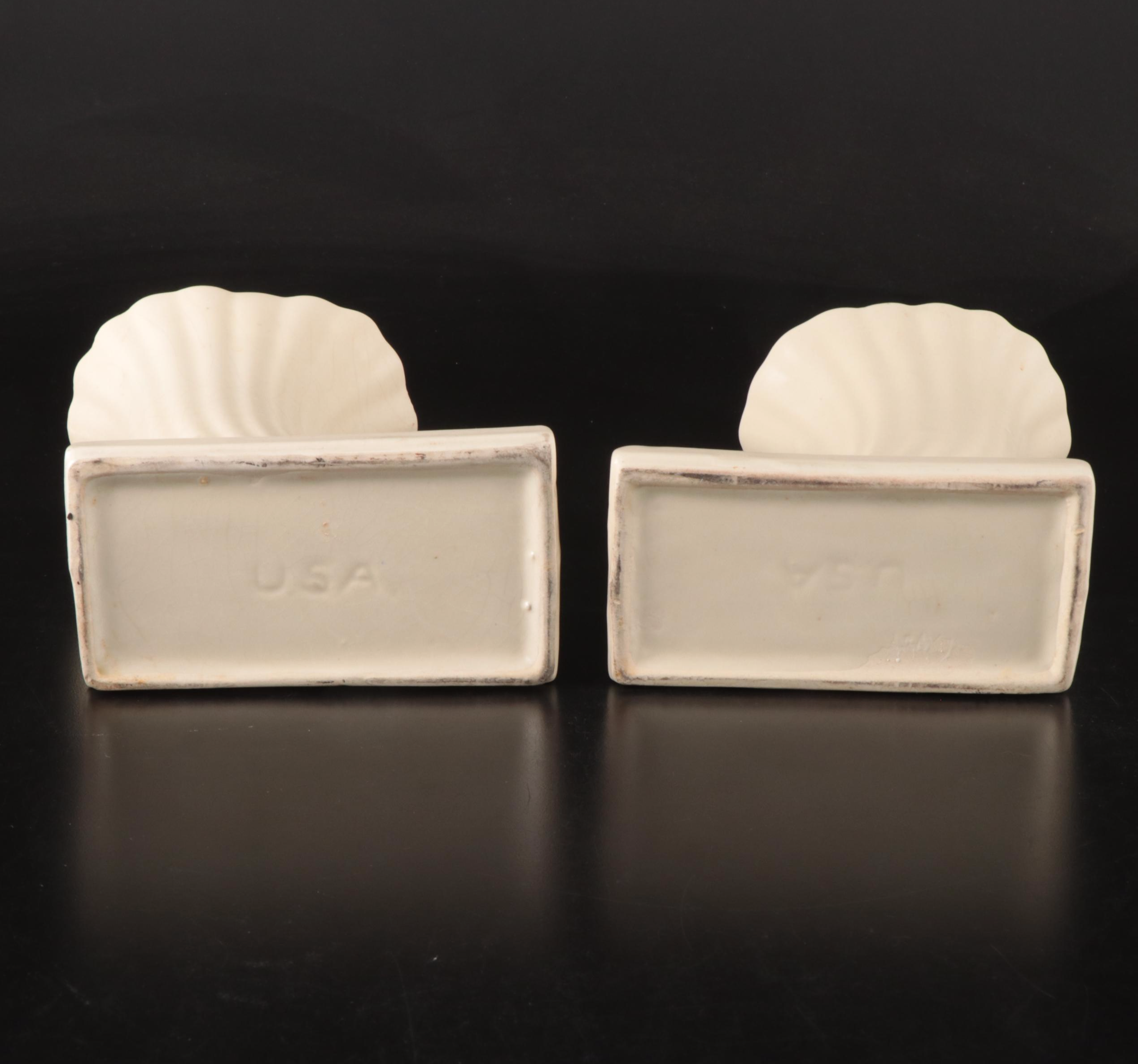 Haeger Pottery Basket Planter with Other White Glaze Ceramic Planters and Vases