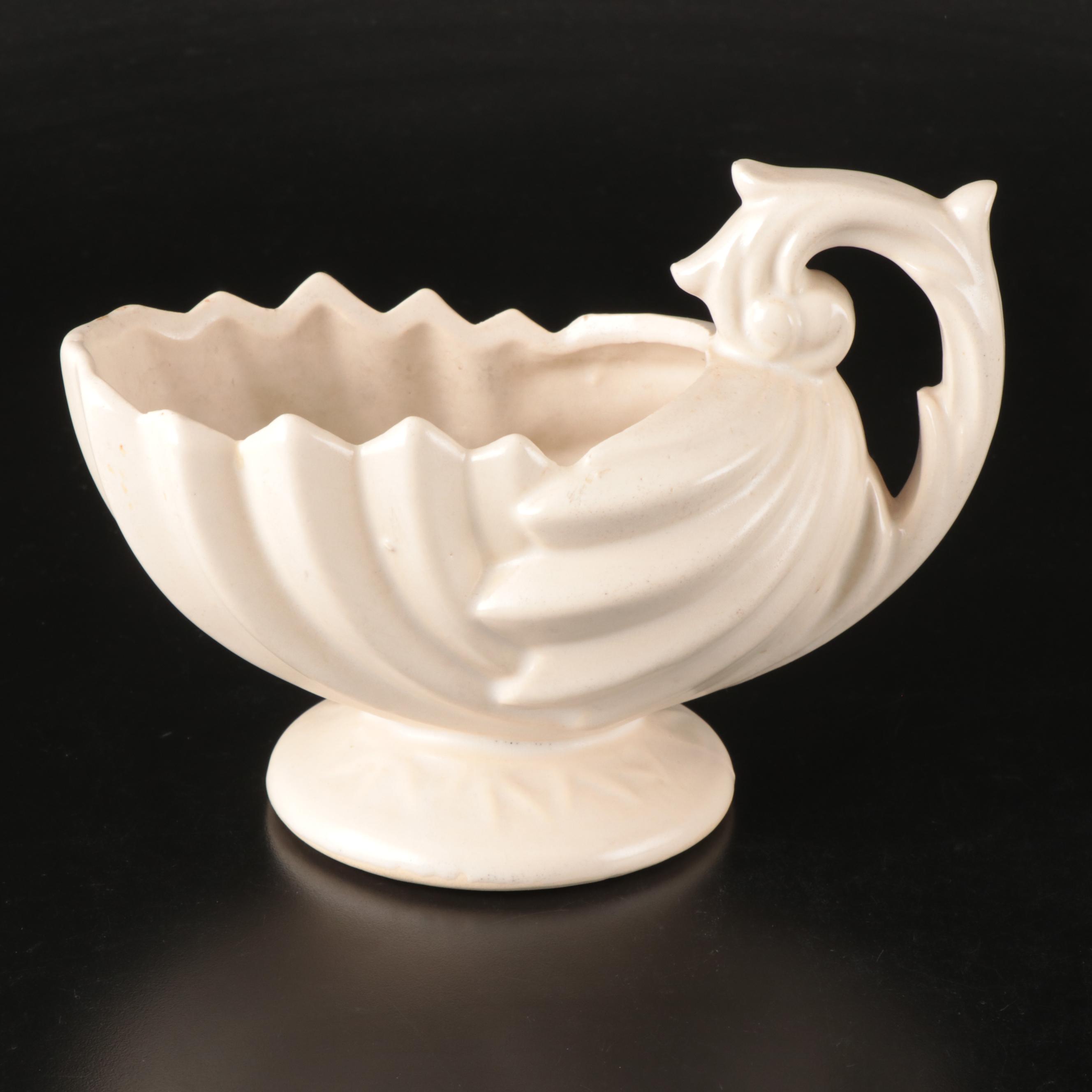 Haeger Pottery Basket Planter with Other White Glaze Ceramic Planters and Vases