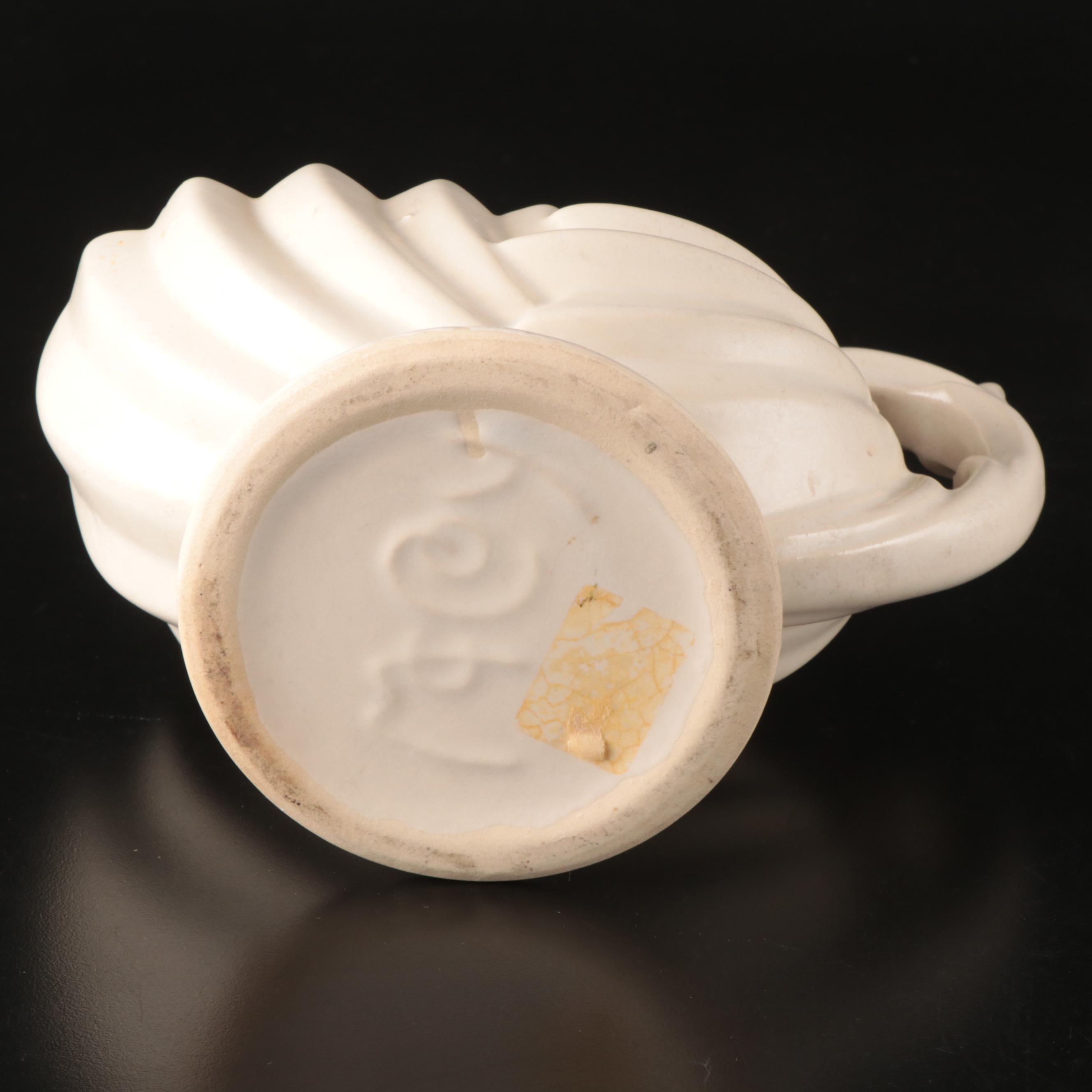 Haeger Pottery Basket Planter with Other White Glaze Ceramic Planters and Vases