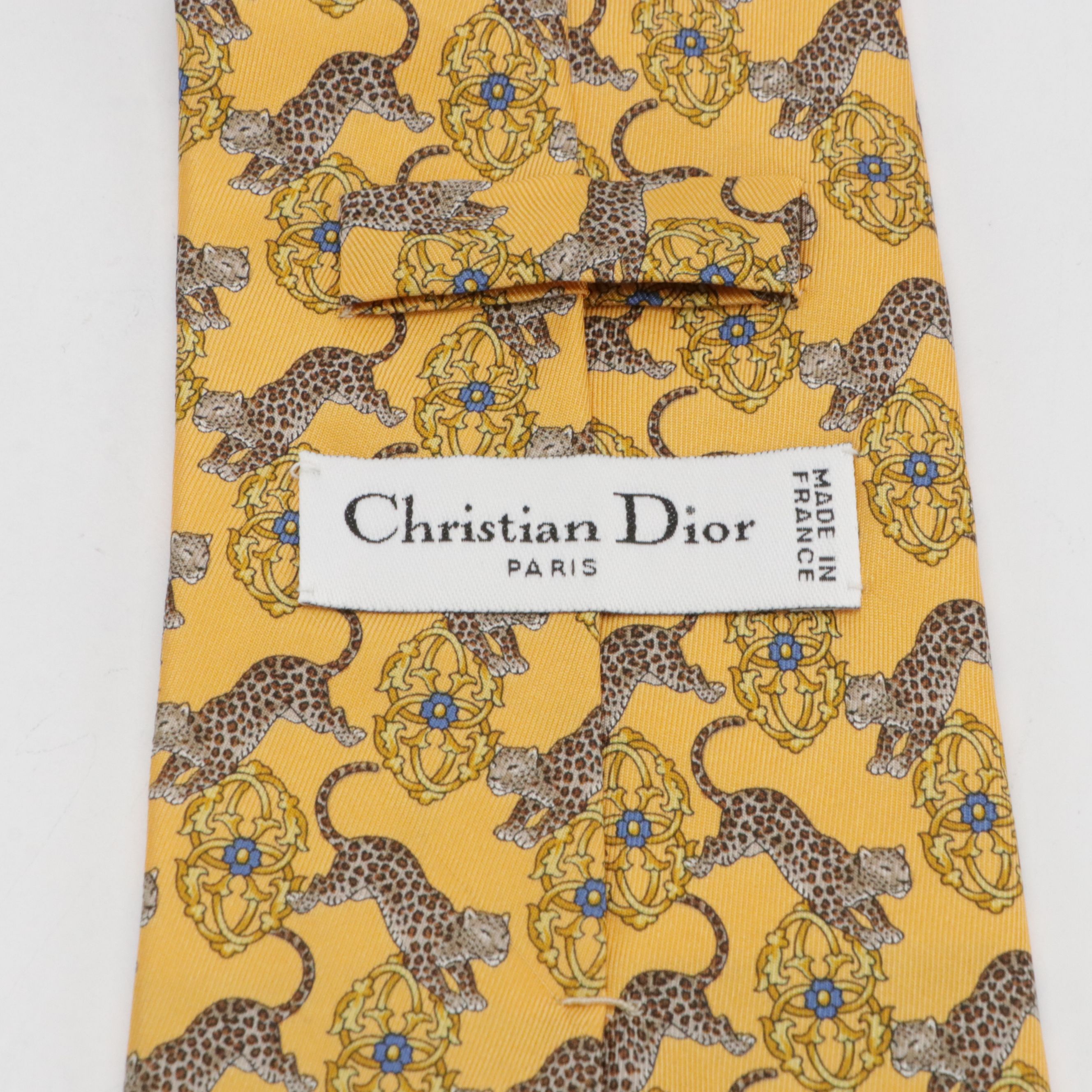 Christian Dior Leopard Pattern Necktie in Silk Twill