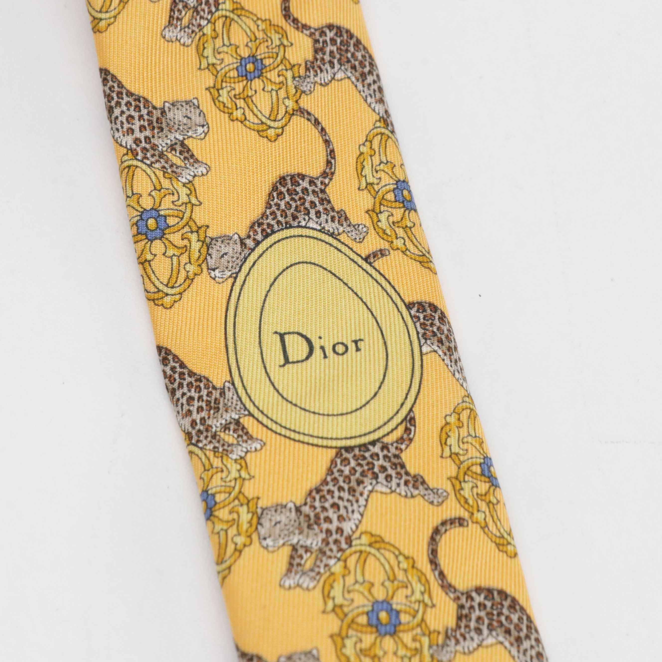 Christian Dior Leopard Pattern Necktie in Silk Twill