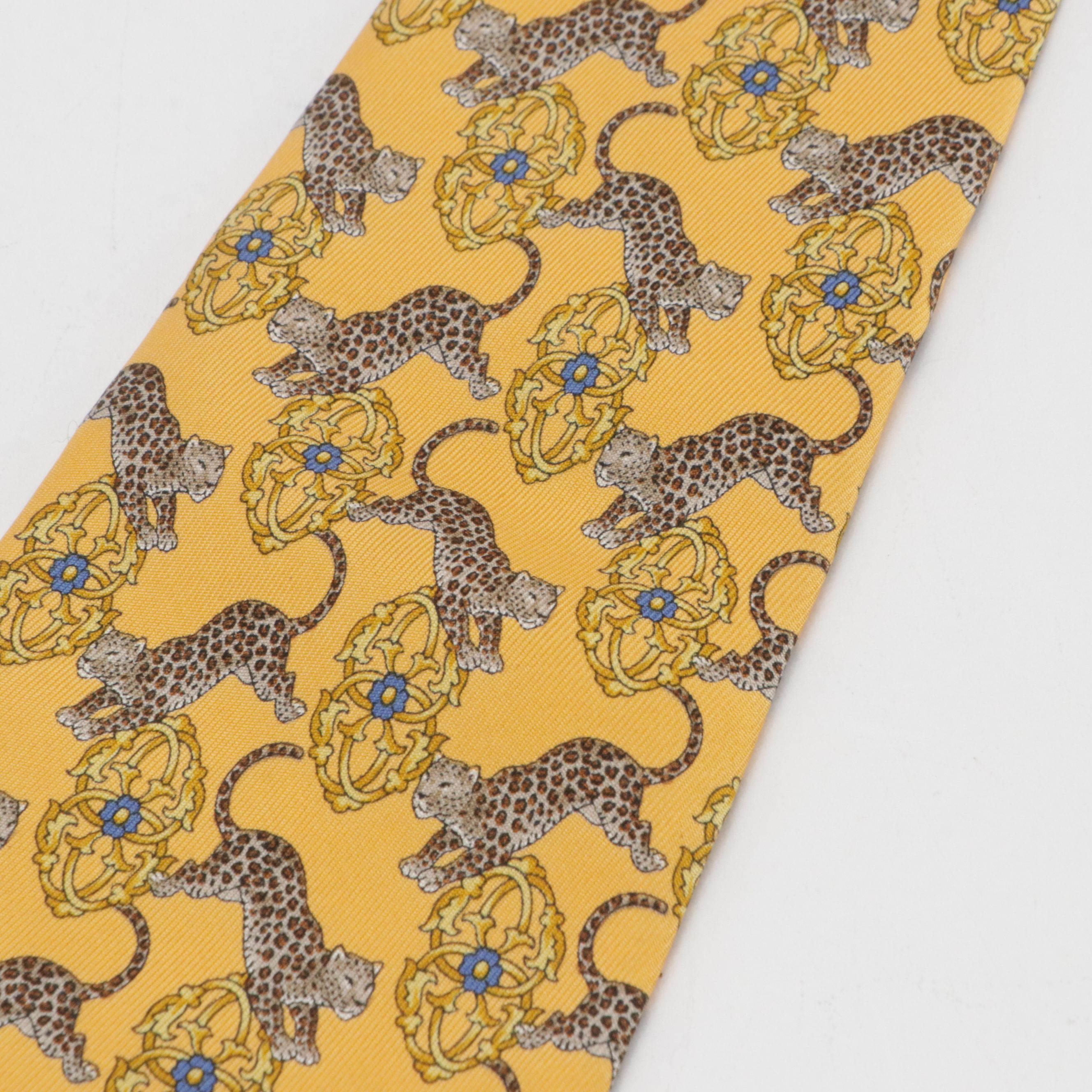 Christian Dior Leopard Pattern Necktie in Silk Twill