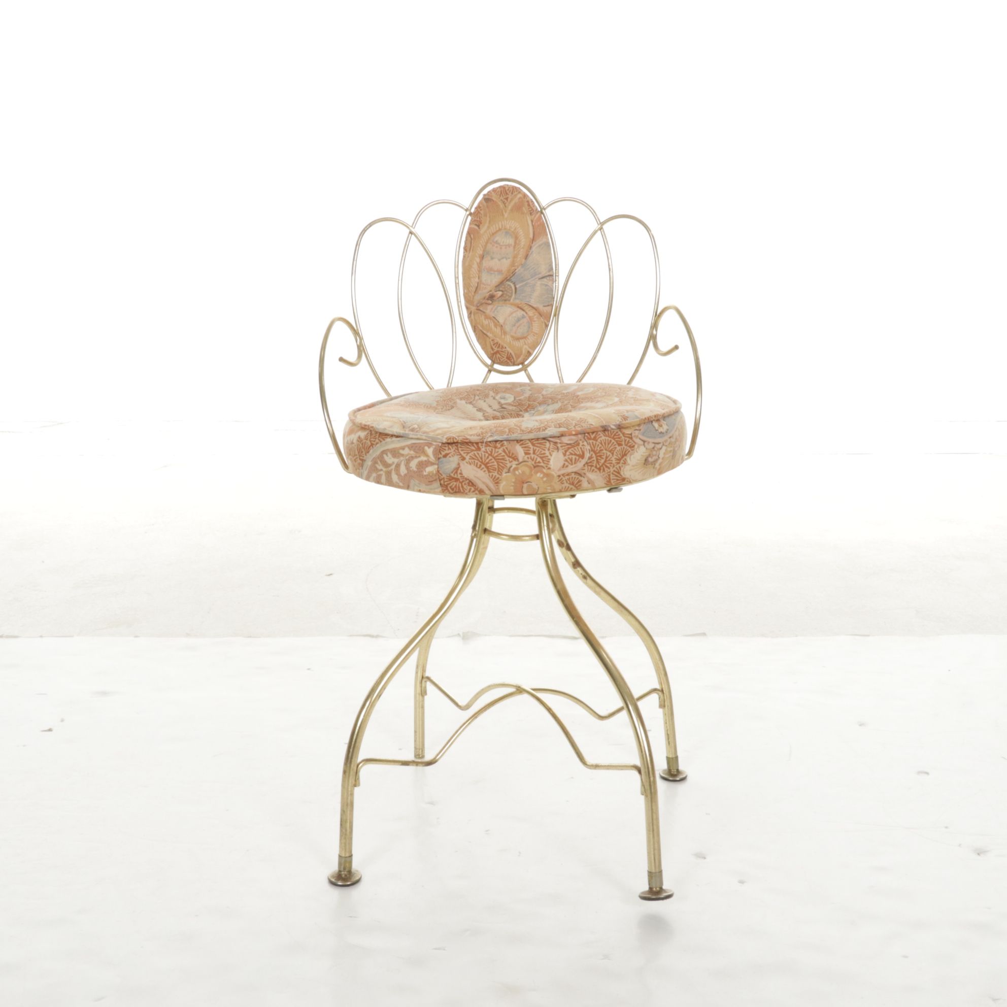 Hollywood Regency Tube Metal Vanity Stool, Mid-20th Century