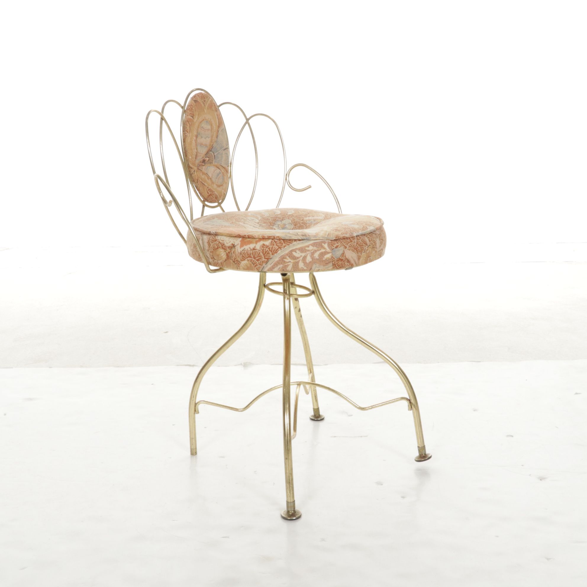 Hollywood Regency Tube Metal Vanity Stool, Mid-20th Century