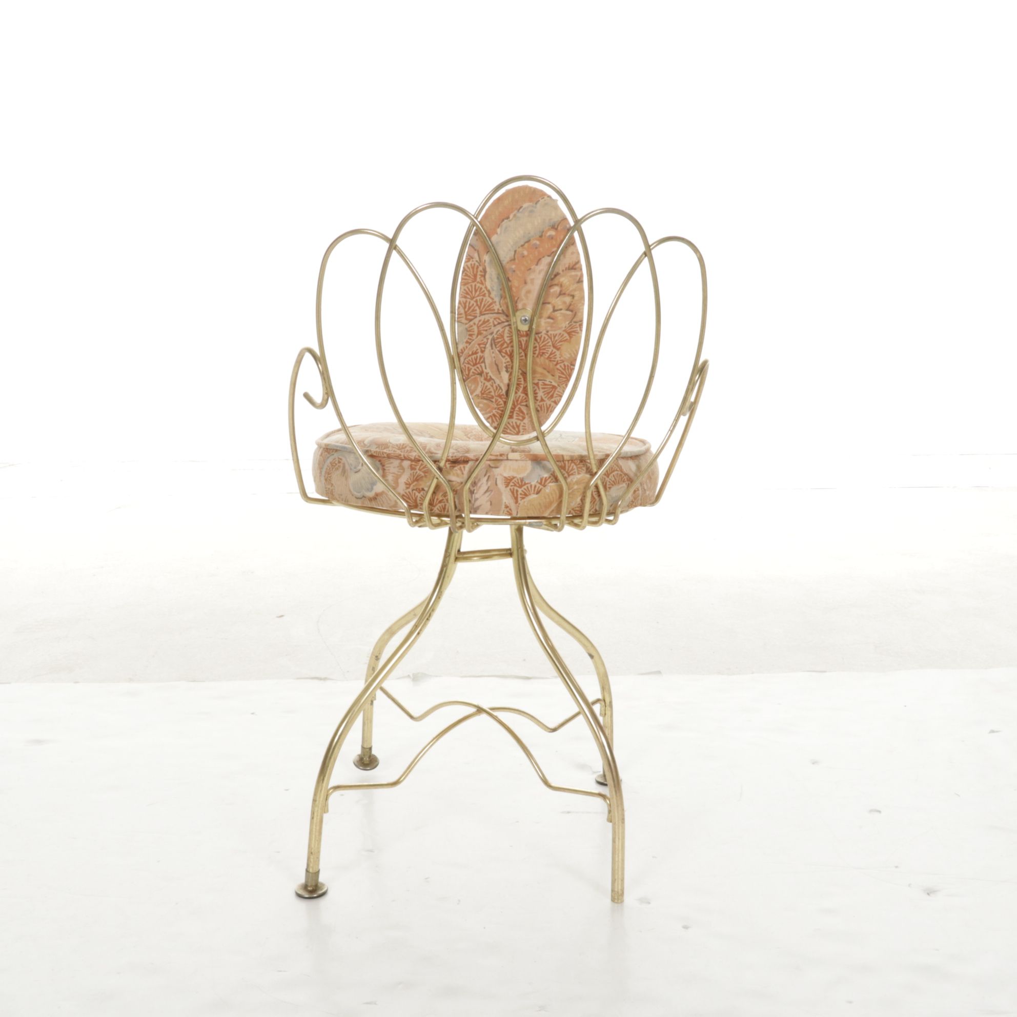 Hollywood Regency Tube Metal Vanity Stool, Mid-20th Century