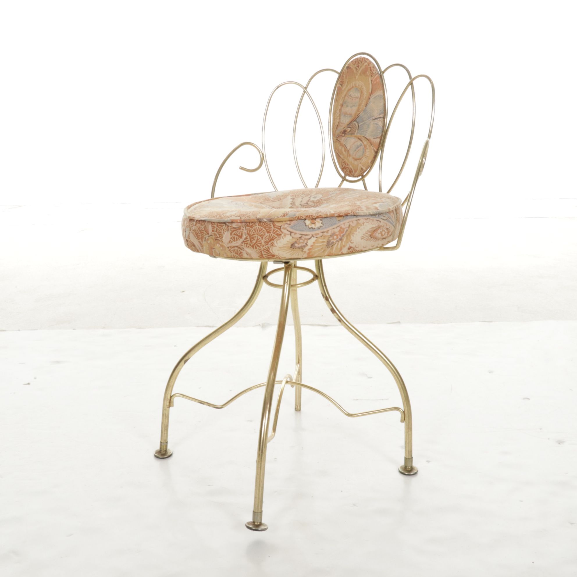 Hollywood Regency Tube Metal Vanity Stool, Mid-20th Century