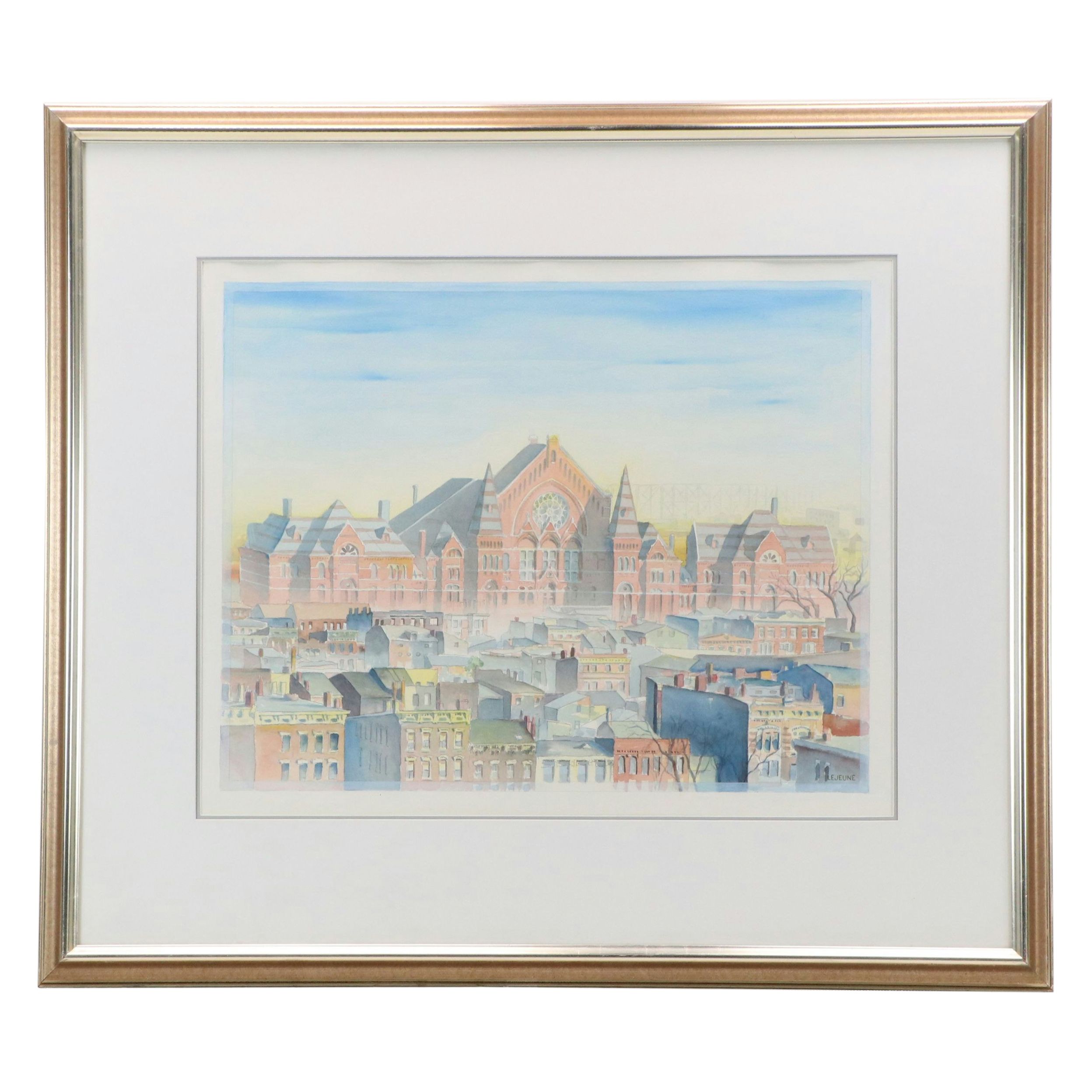 Philippe Lejeune Watercolor of Cincinnati's Music Hall