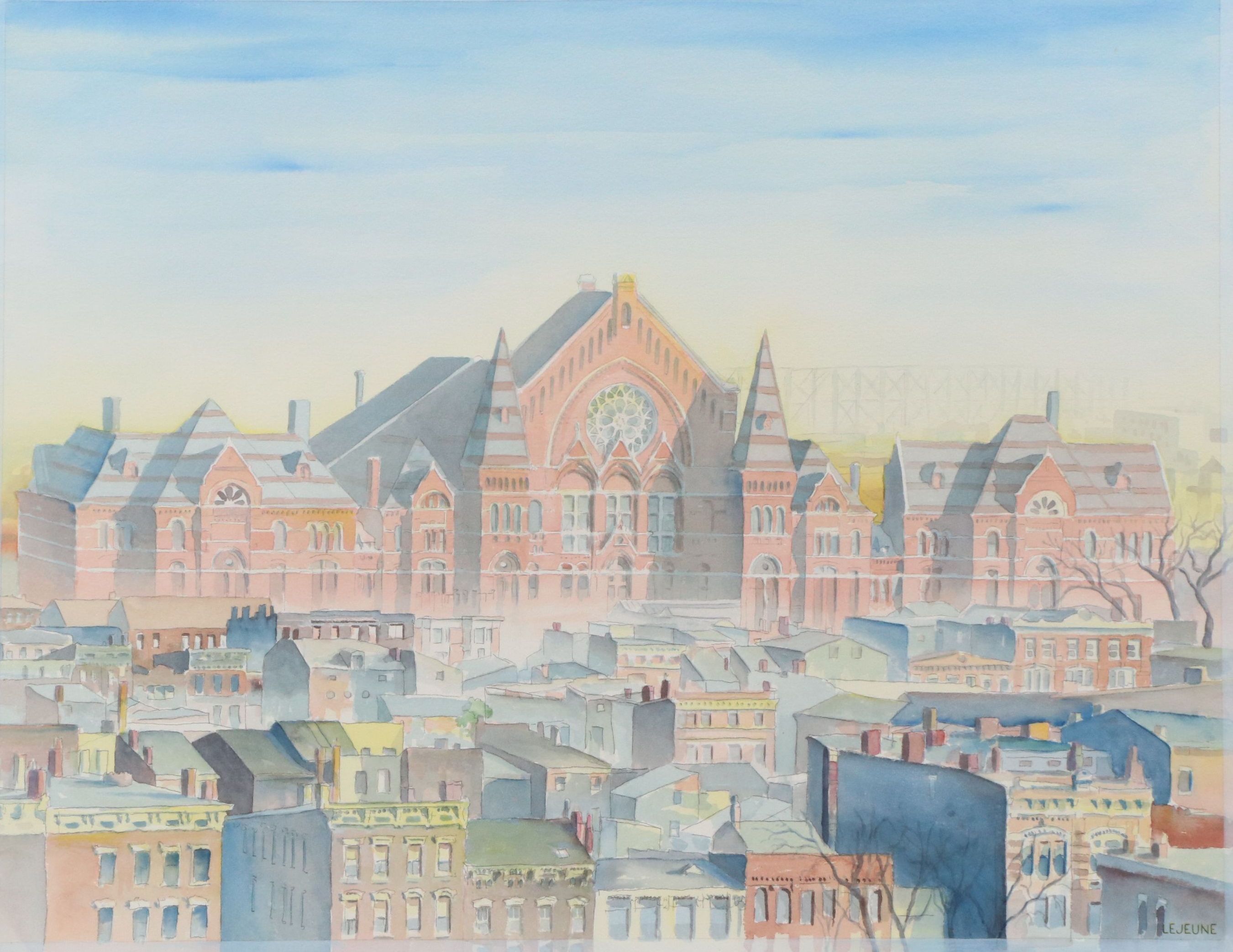 Philippe Lejeune Watercolor of Cincinnati's Music Hall