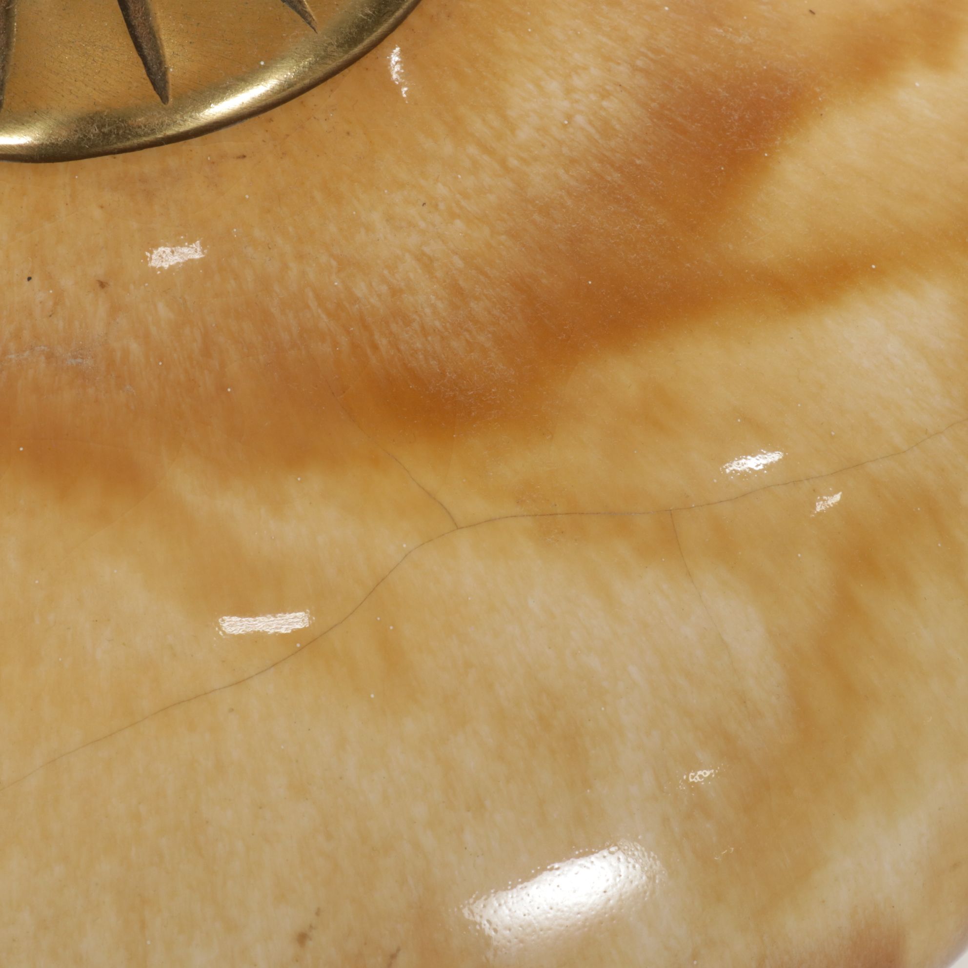 Mid Century Modern Drip Glaze Ceramic and Brass Table Lamp