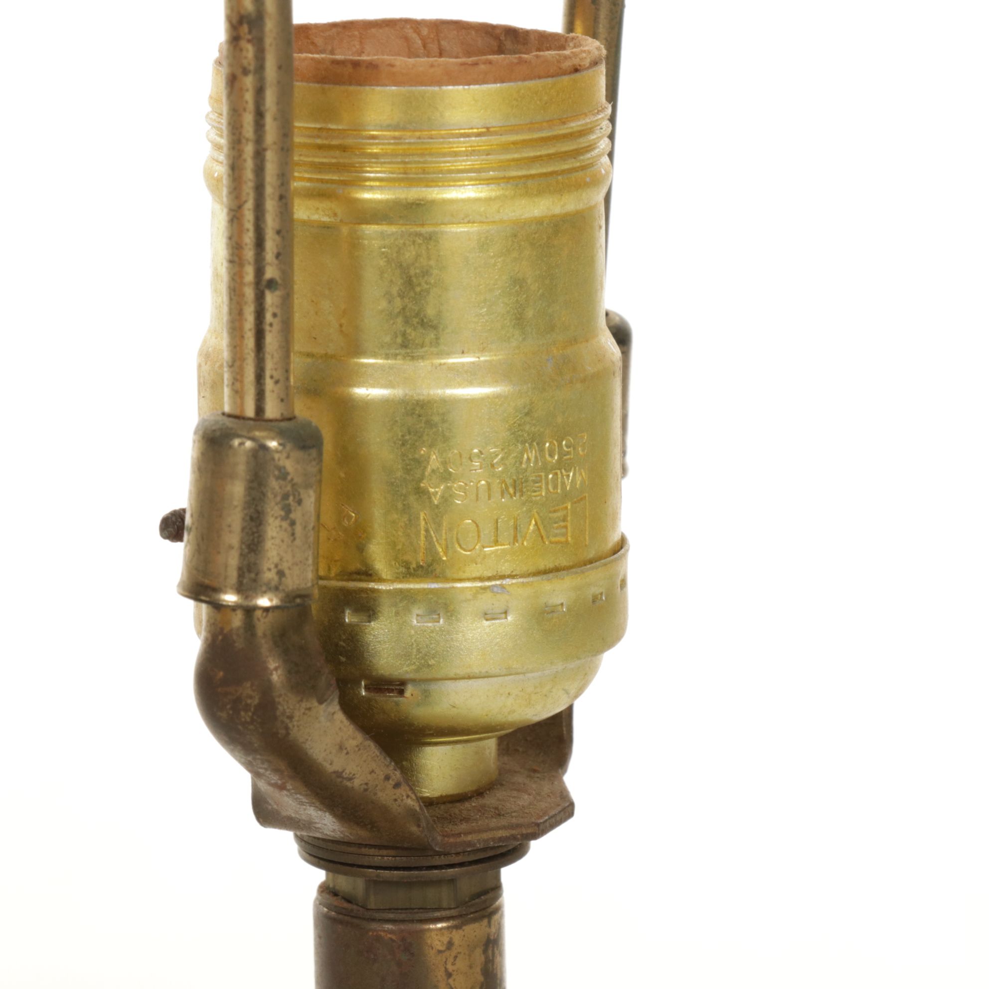 Mid Century Modern Drip Glaze Ceramic and Brass Table Lamp