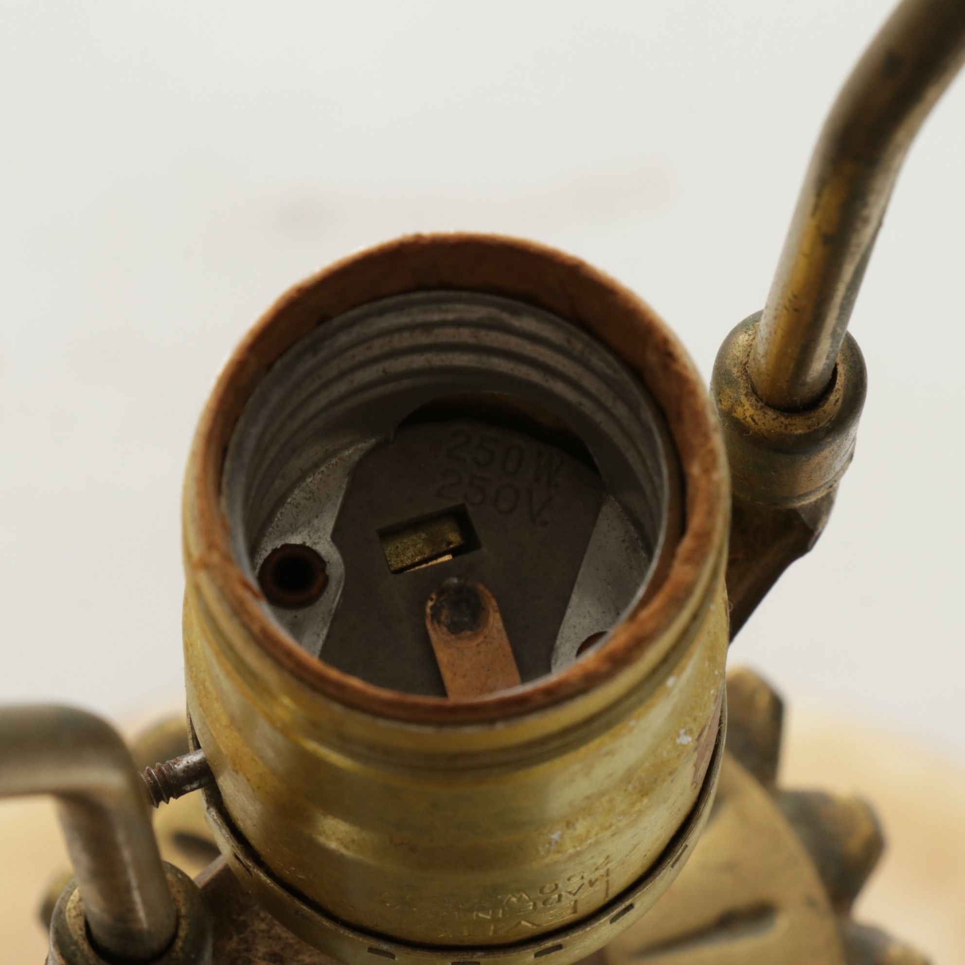 Mid Century Modern Drip Glaze Ceramic and Brass Table Lamp