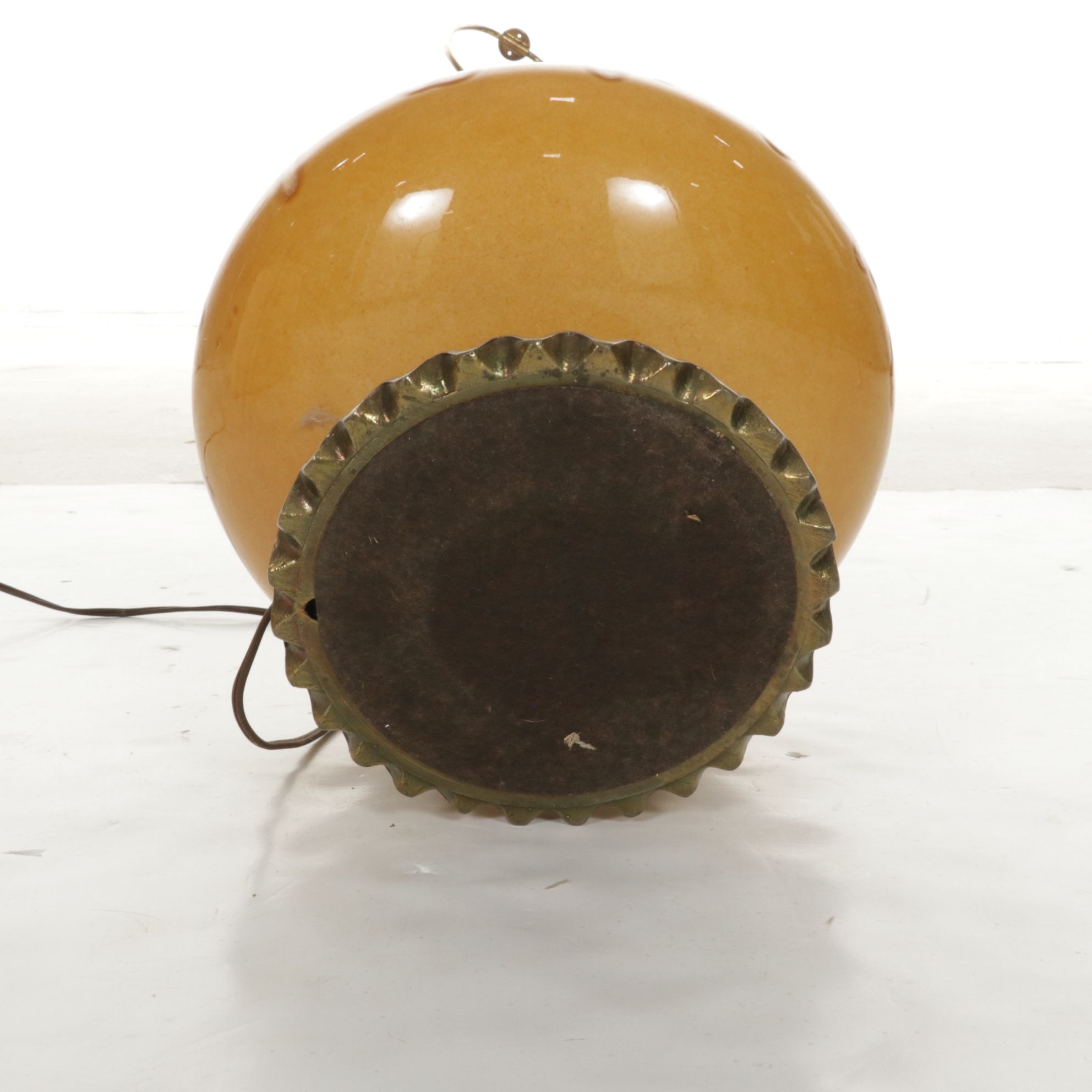 Mid Century Modern Drip Glaze Ceramic and Brass Table Lamp