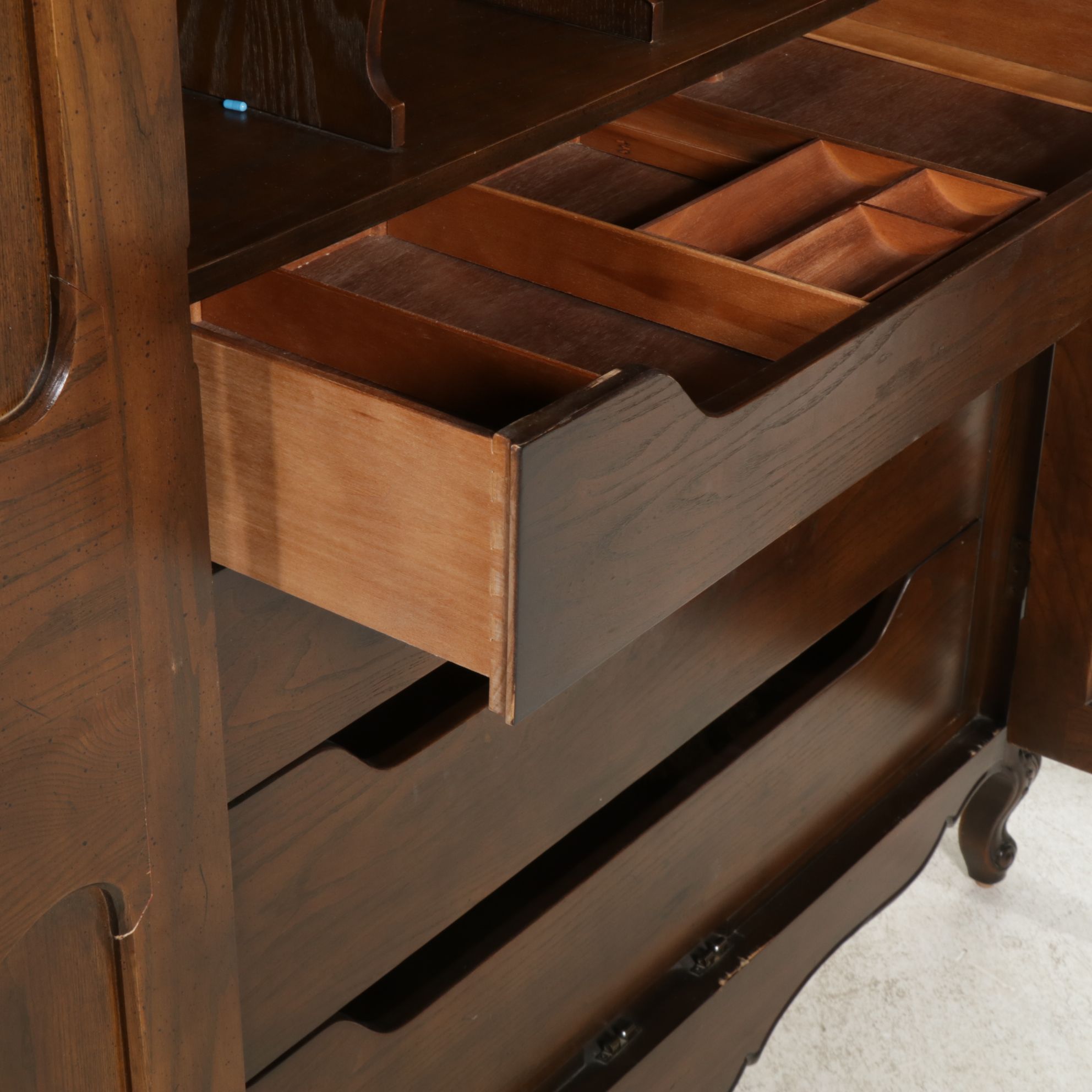 Henredon "Four Centuries" Louis XV Style Carved Oak Armoire, Late 20th Century