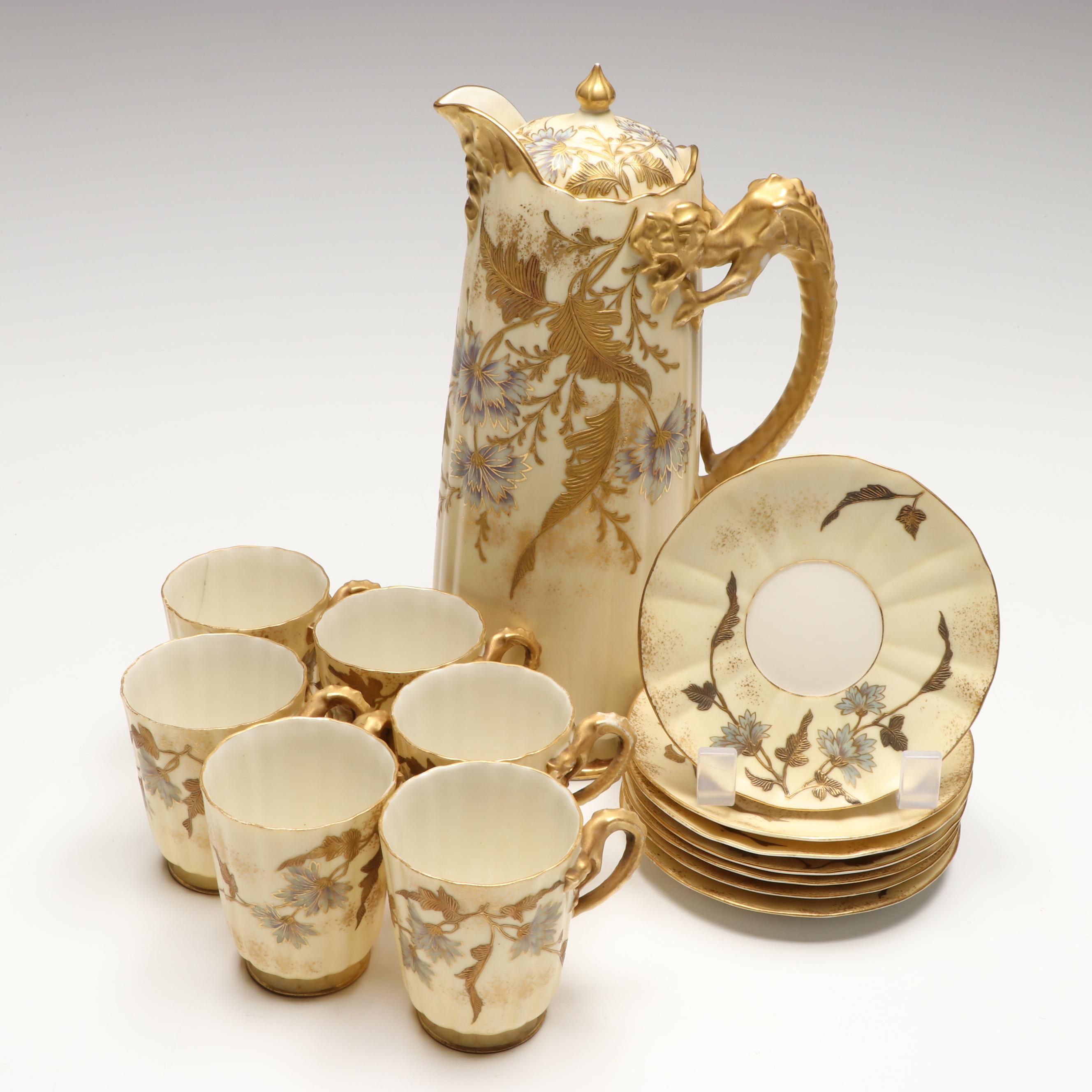 Willets American Belleek Chocolate Set, Early 20th Century