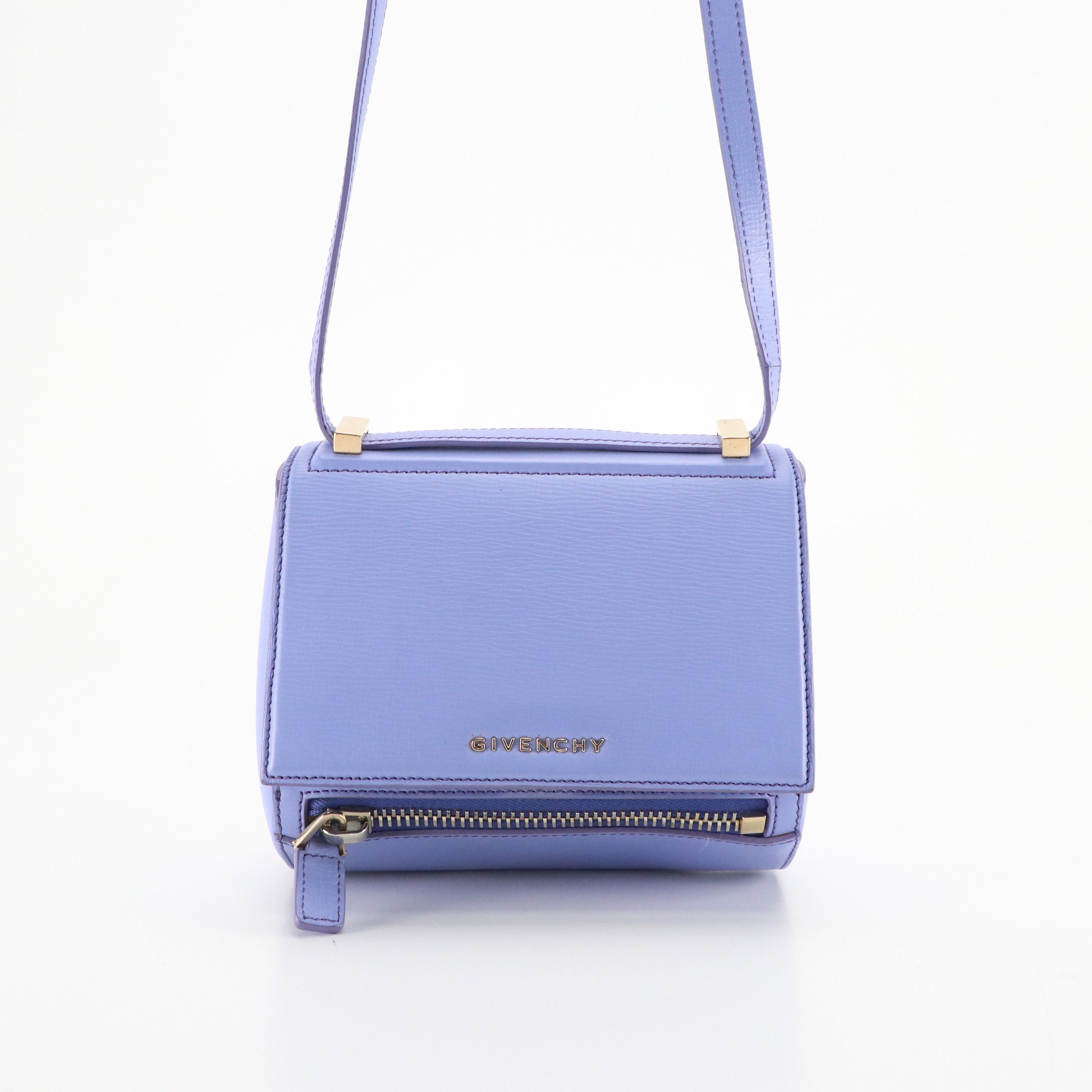 Givenchy Mini Pandora Box Two-Way Bag in Lavender Textured Calfskin Leather