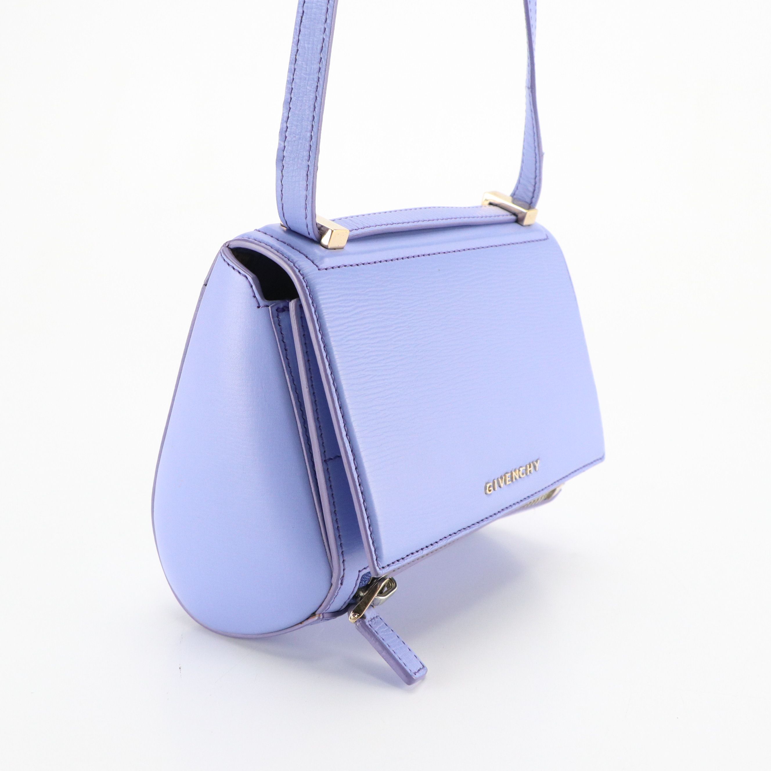 Givenchy Mini Pandora Box Two-Way Bag in Lavender Textured Calfskin Leather