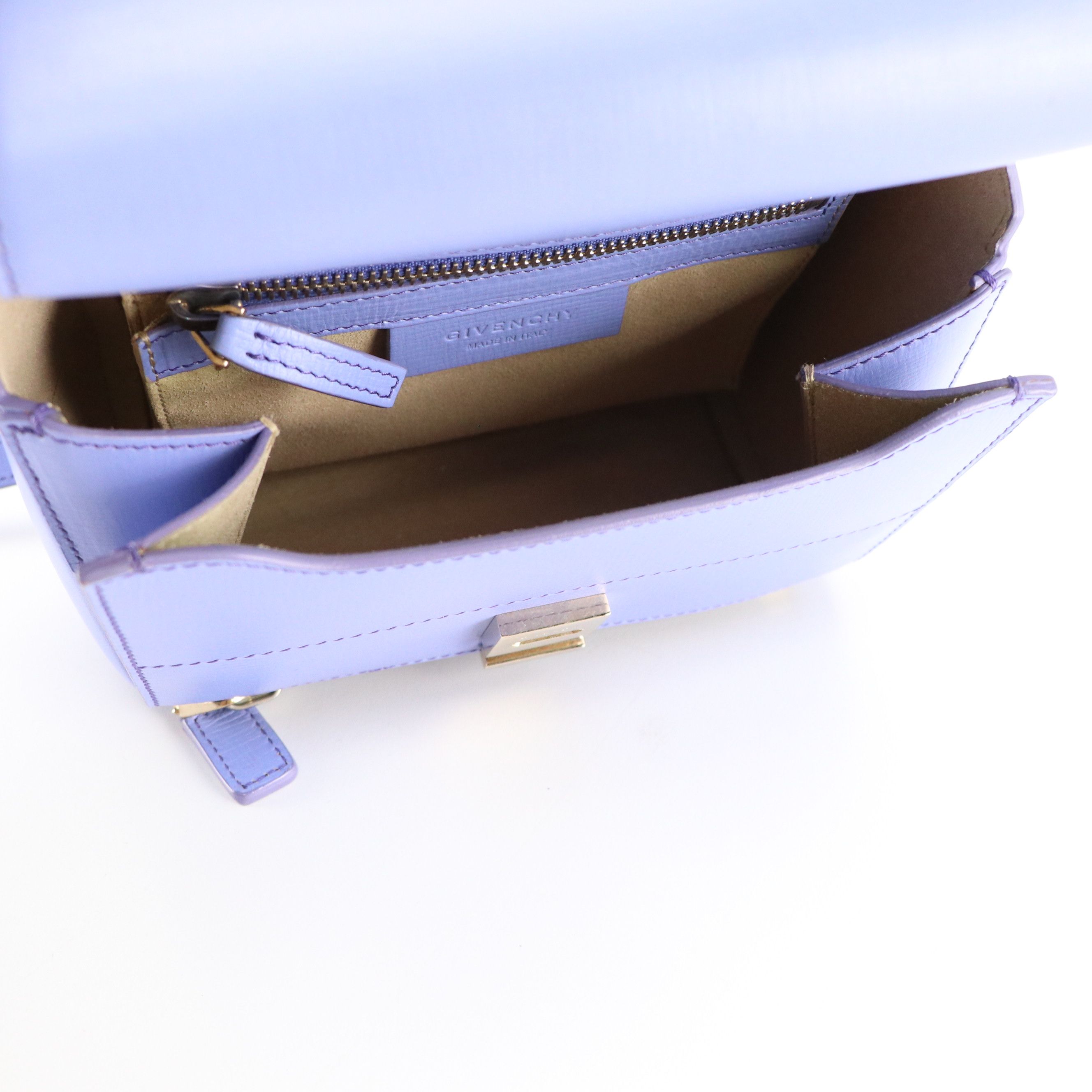 Givenchy Mini Pandora Box Two-Way Bag in Lavender Textured Calfskin Leather