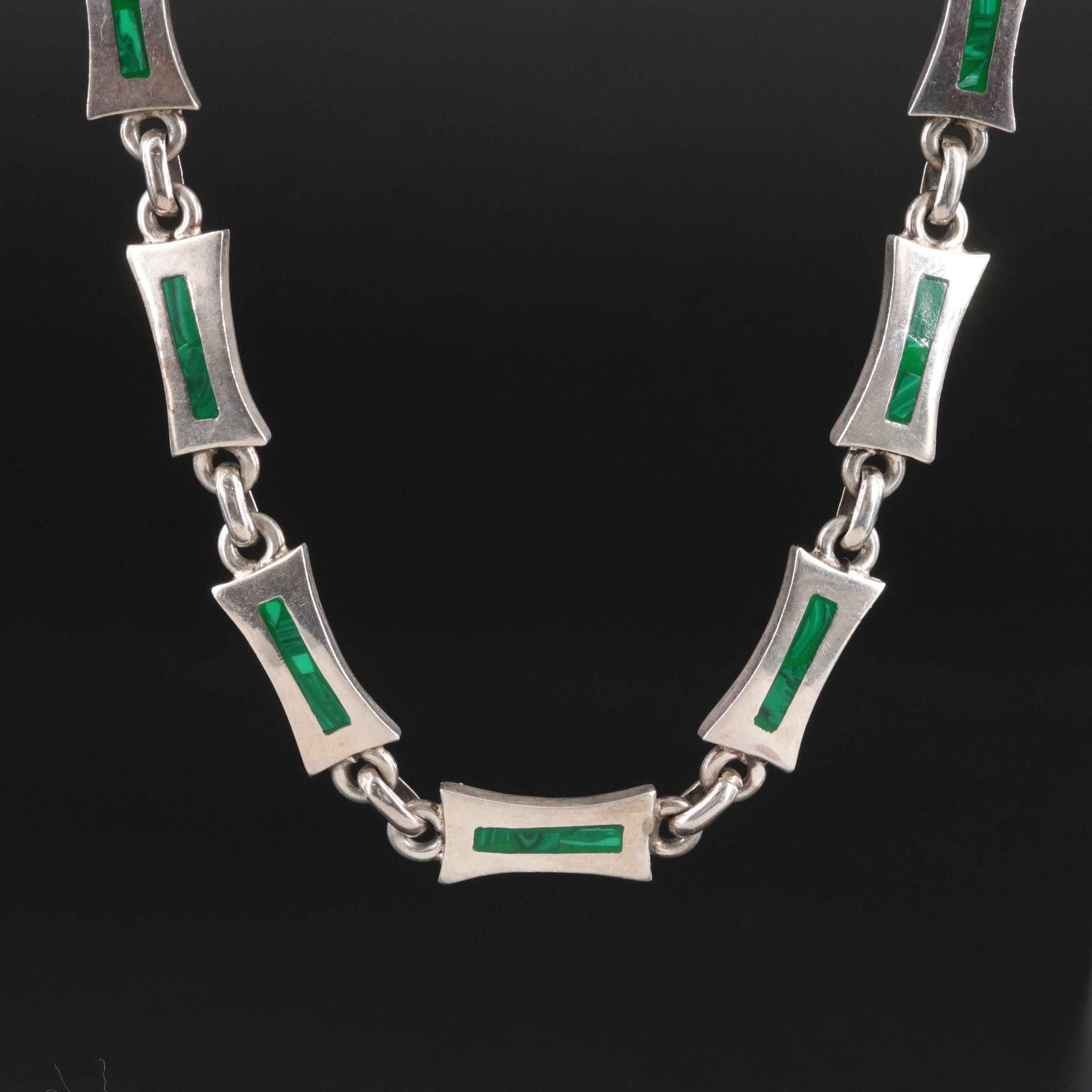 Mexican Sterling Inlay Link Necklace