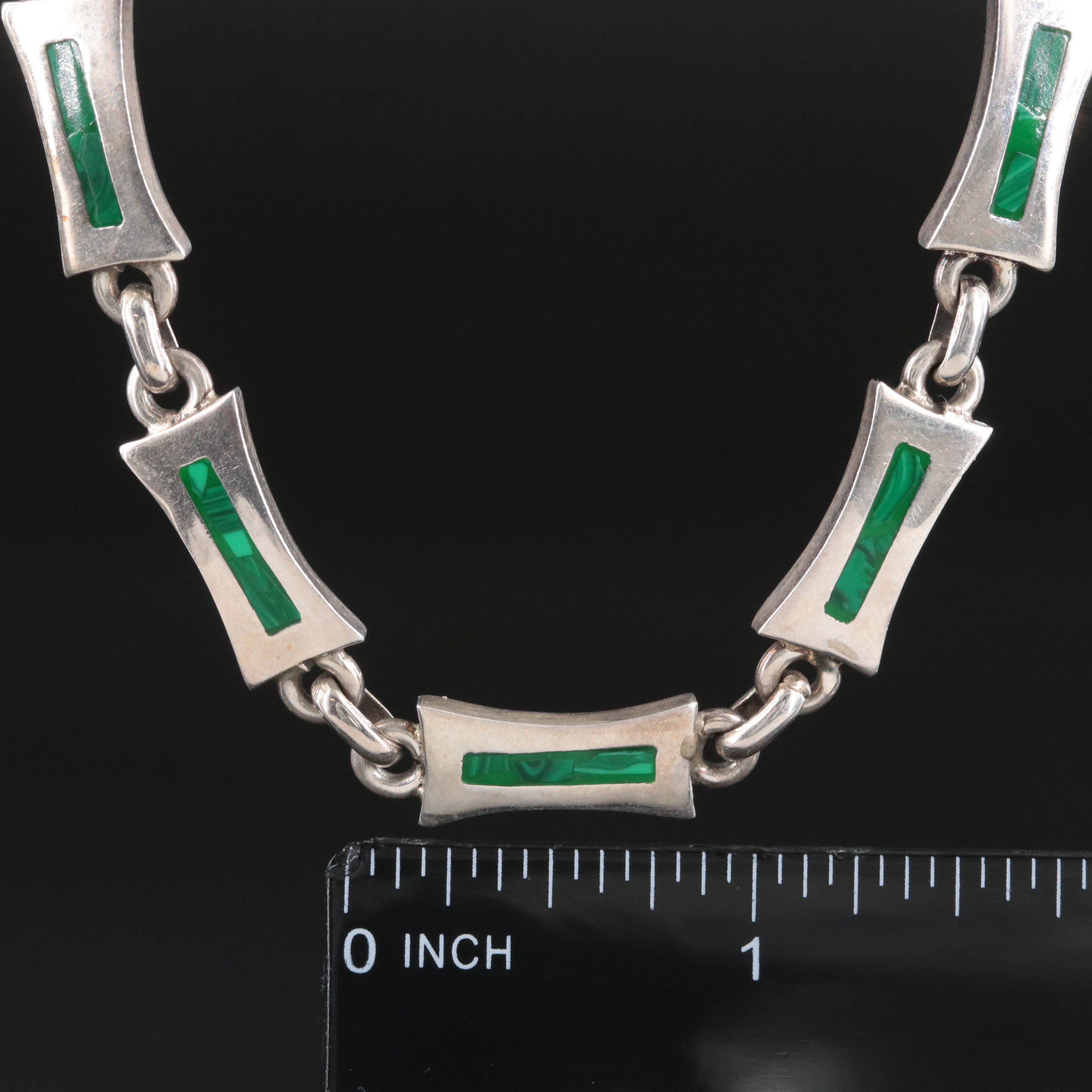 Mexican Sterling Inlay Link Necklace