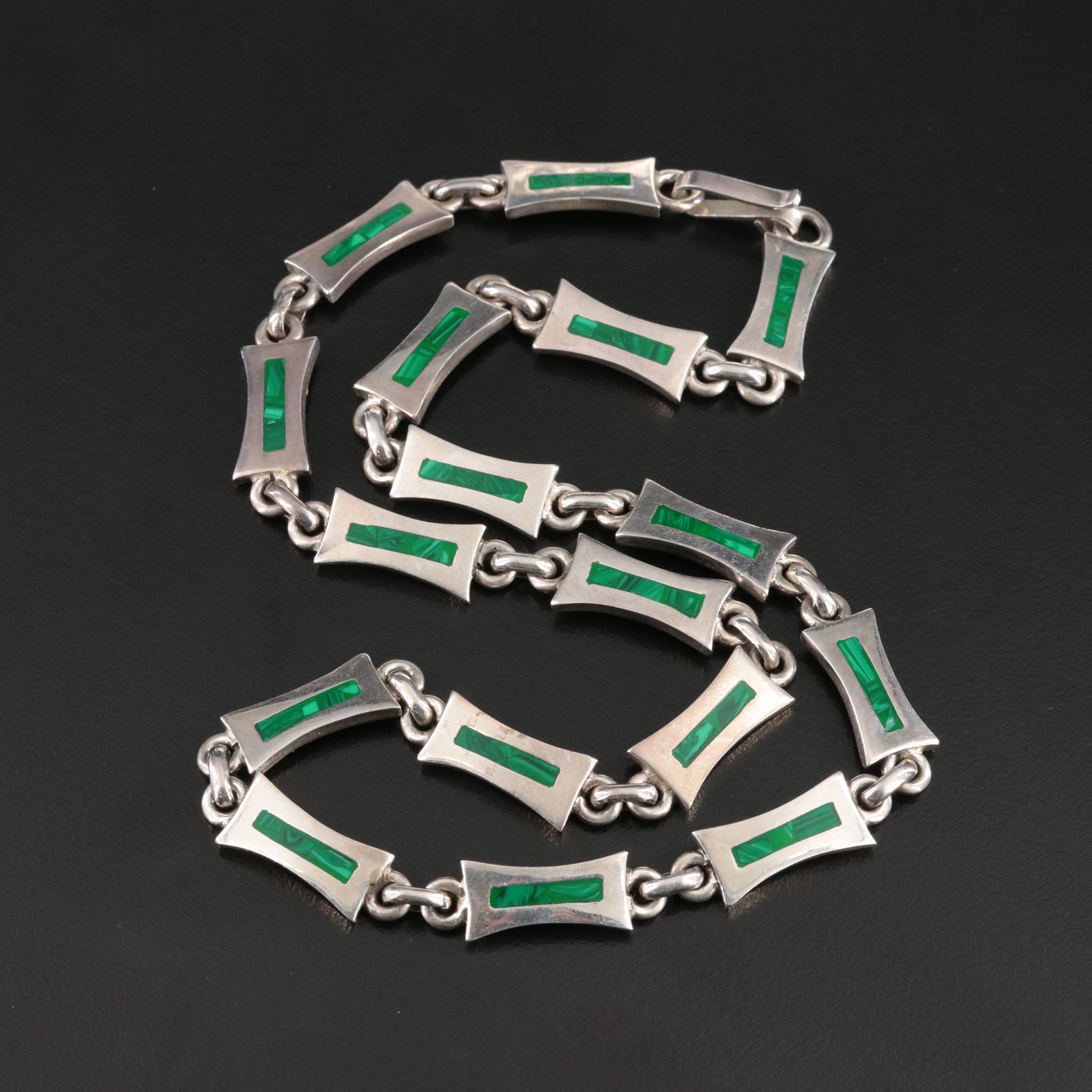 Mexican Sterling Inlay Link Necklace