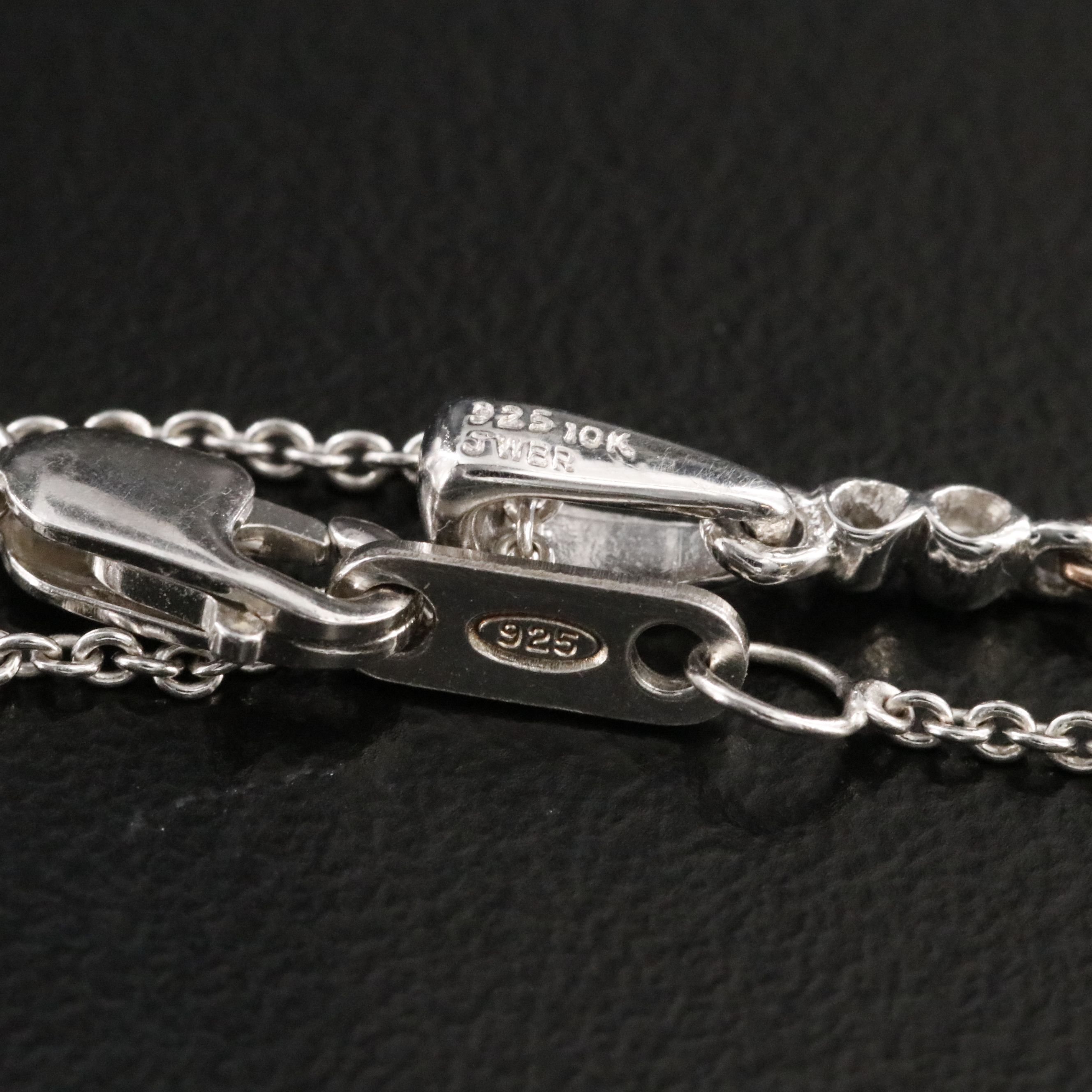 Sterling Diamond Pendant Necklace with 10K Rose Gold Accent