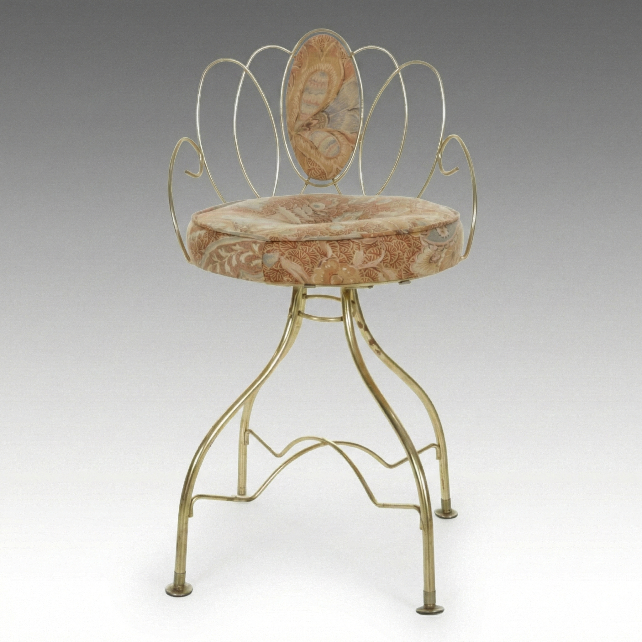 Hollywood Regency Tube Metal Vanity Stool, Mid-20th Century