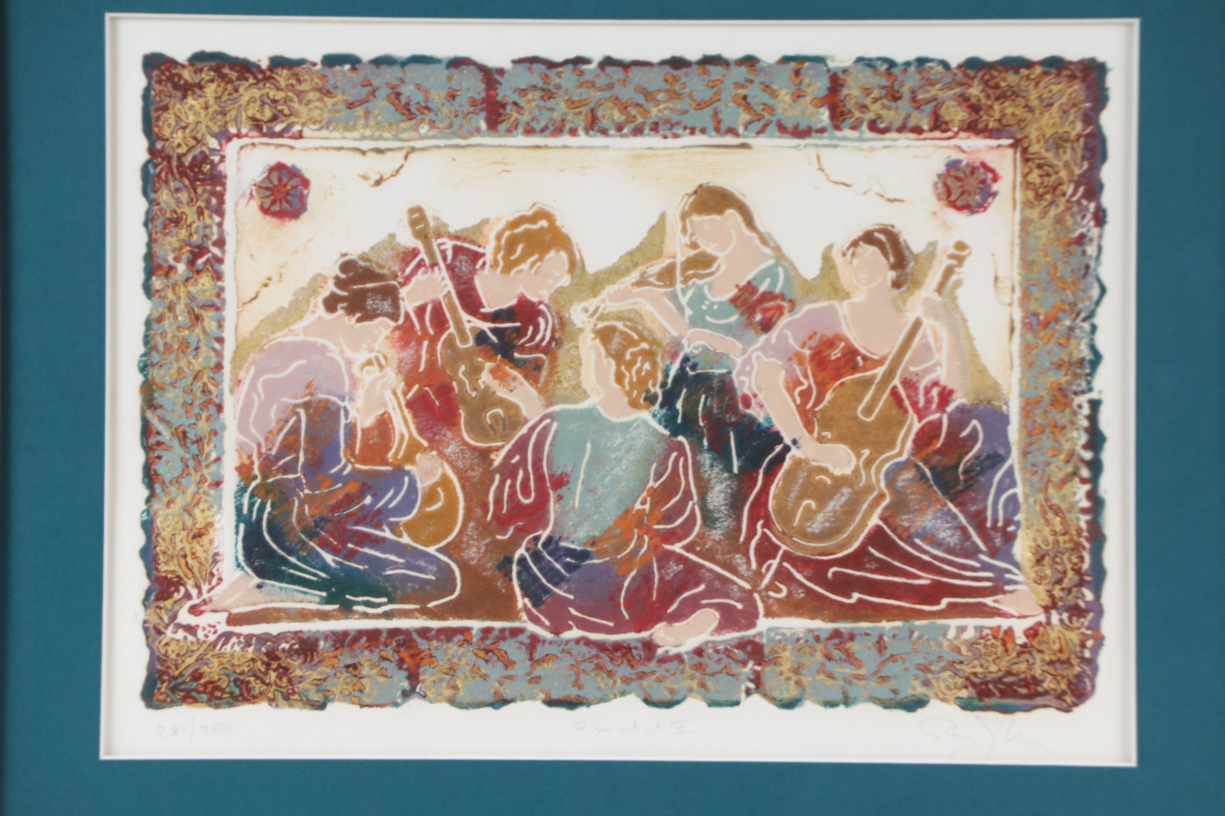 Roy Tonkin Carborundum Etching "Quintet II," Late 20th Century