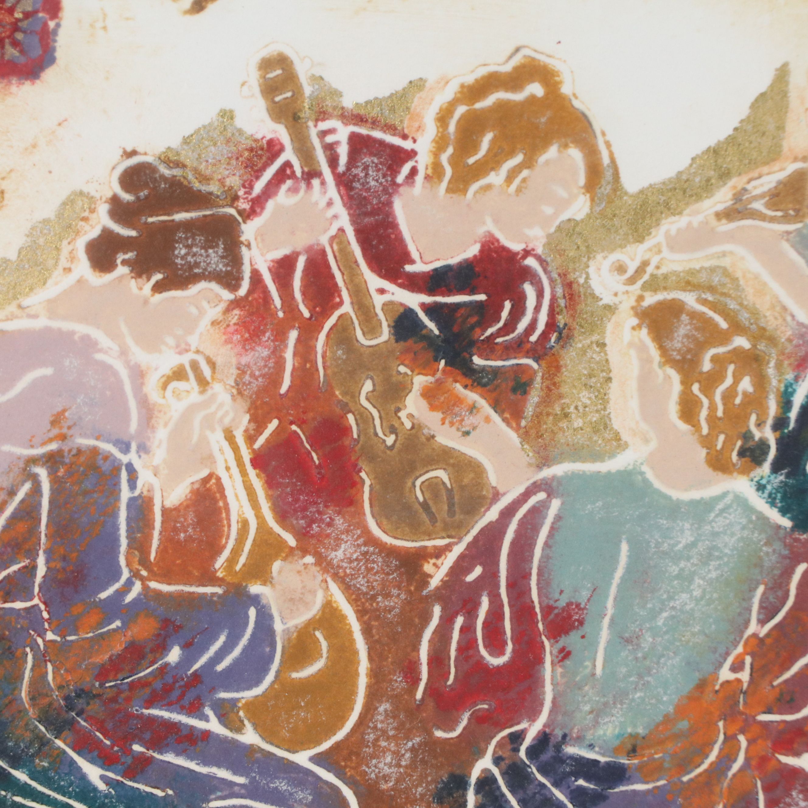 Roy Tonkin Carborundum Etching "Quintet II," Late 20th Century