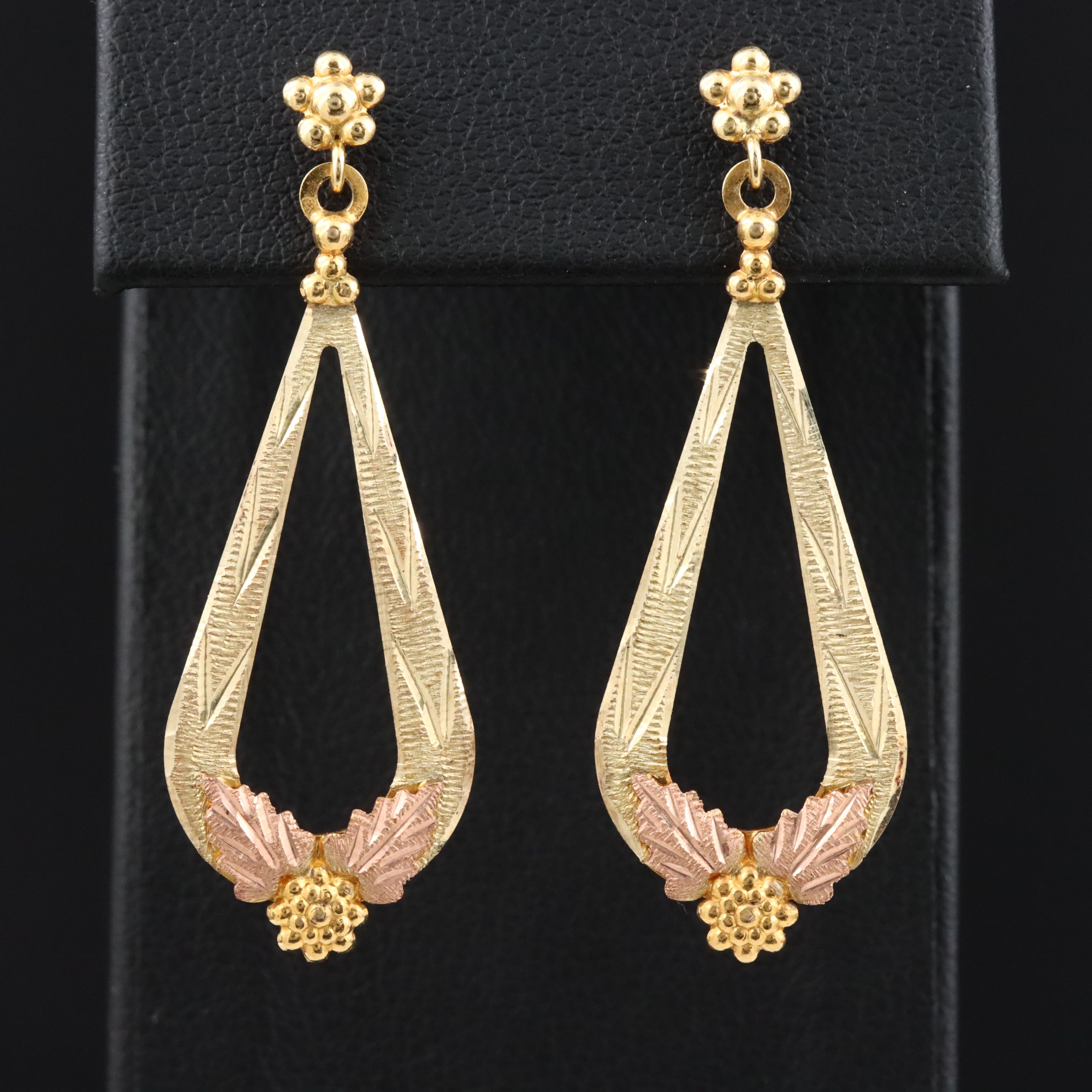 Landstrom's Black Hills Gold 10K Tri-Color  Earrings