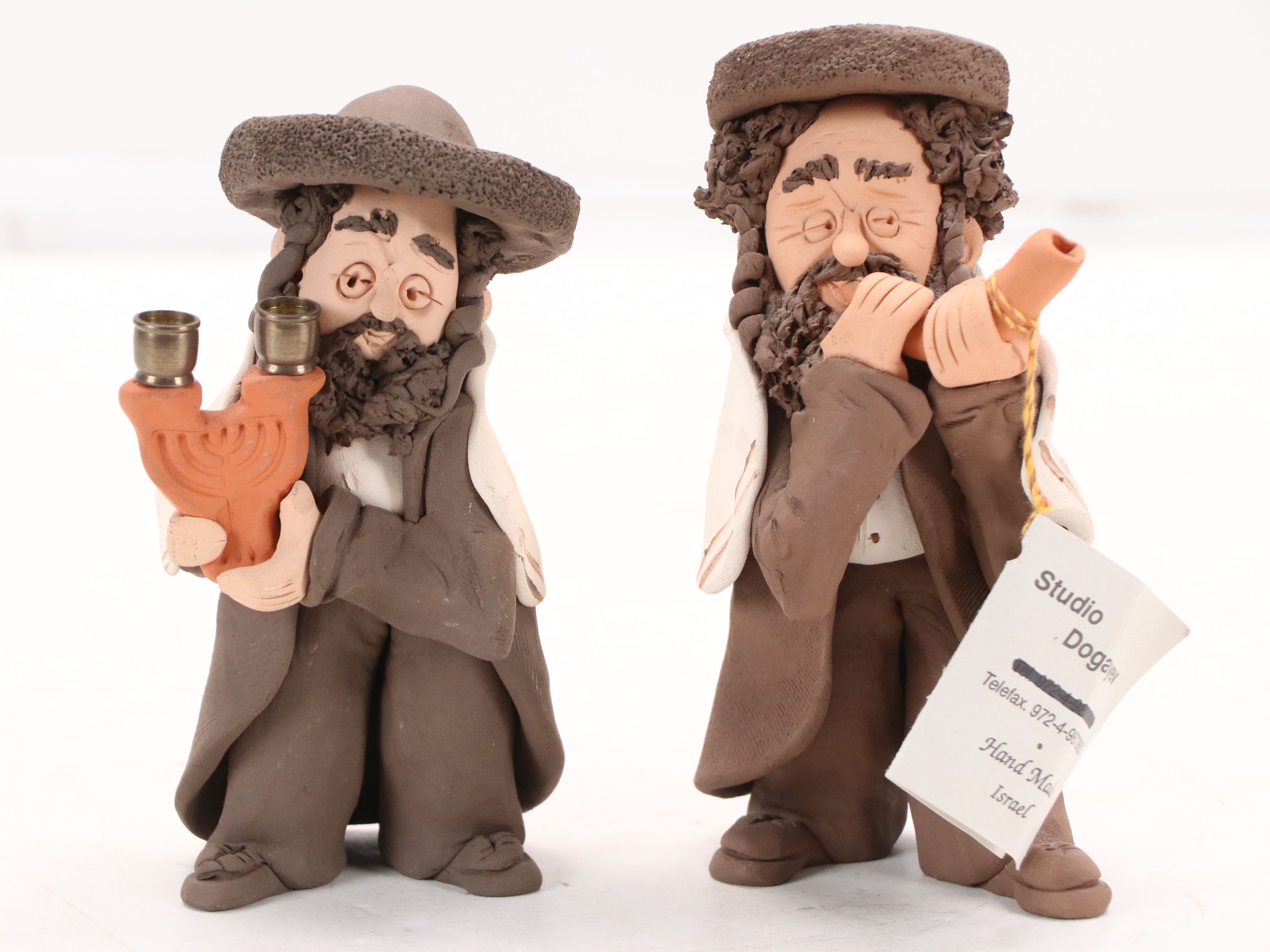 Studio Dogayev Clay Figures of Rabbi and Three Musicians, Late 20th Century