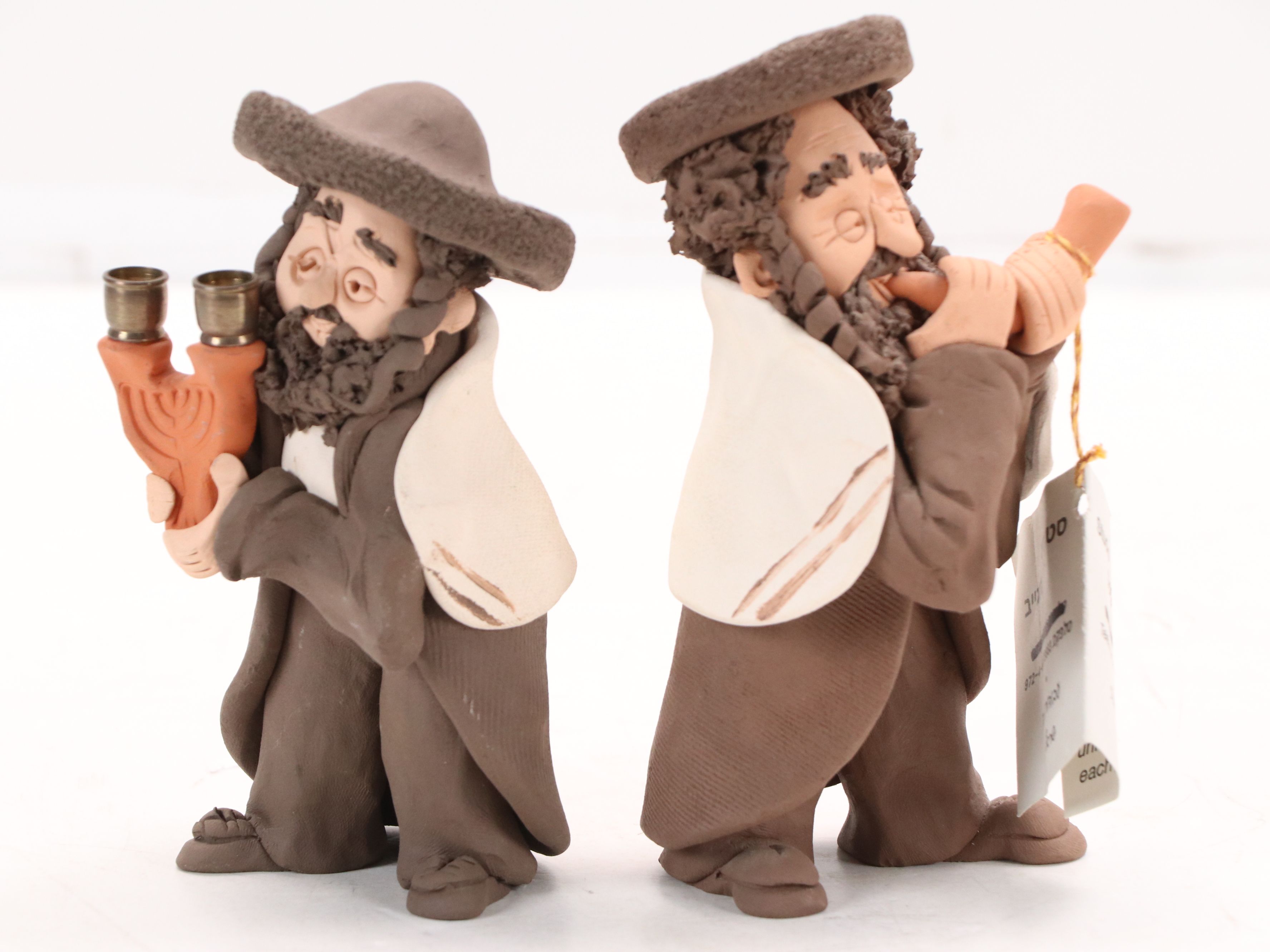 Studio Dogayev Clay Figures of Rabbi and Three Musicians, Late 20th Century