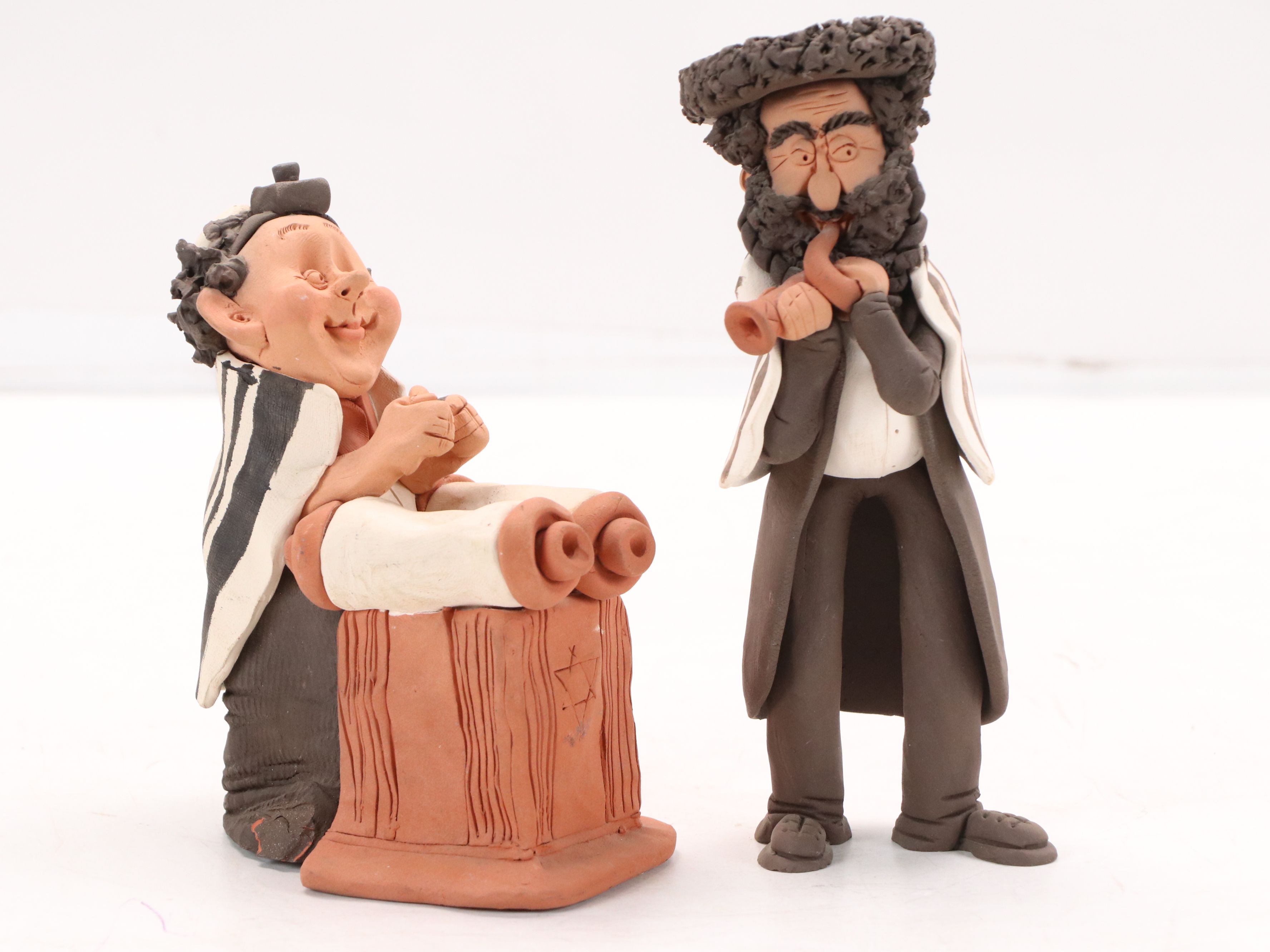 Studio Dogayev Clay Figures of Rabbi and Three Musicians, Late 20th Century