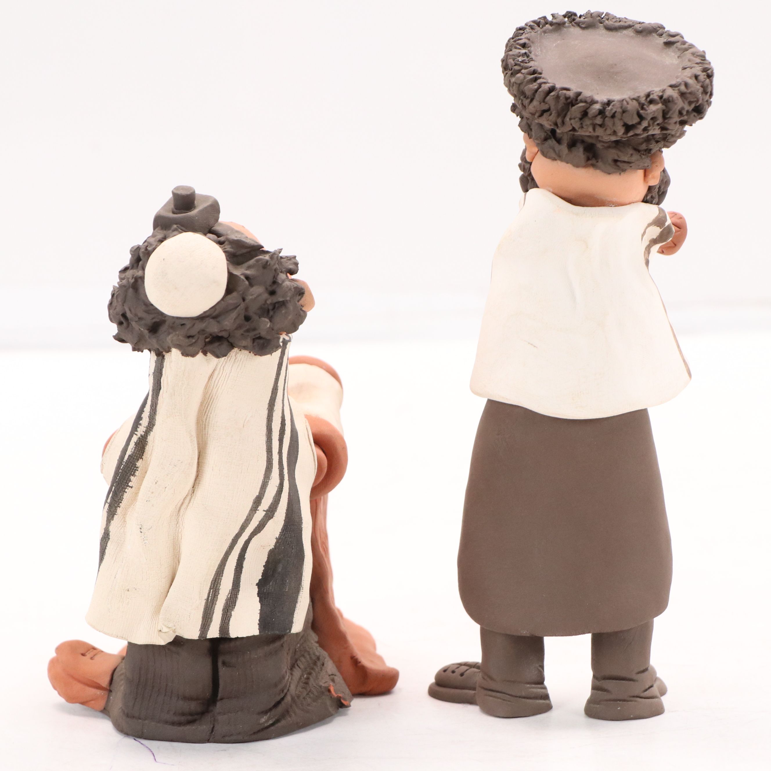 Studio Dogayev Clay Figures of Rabbi and Three Musicians, Late 20th Century