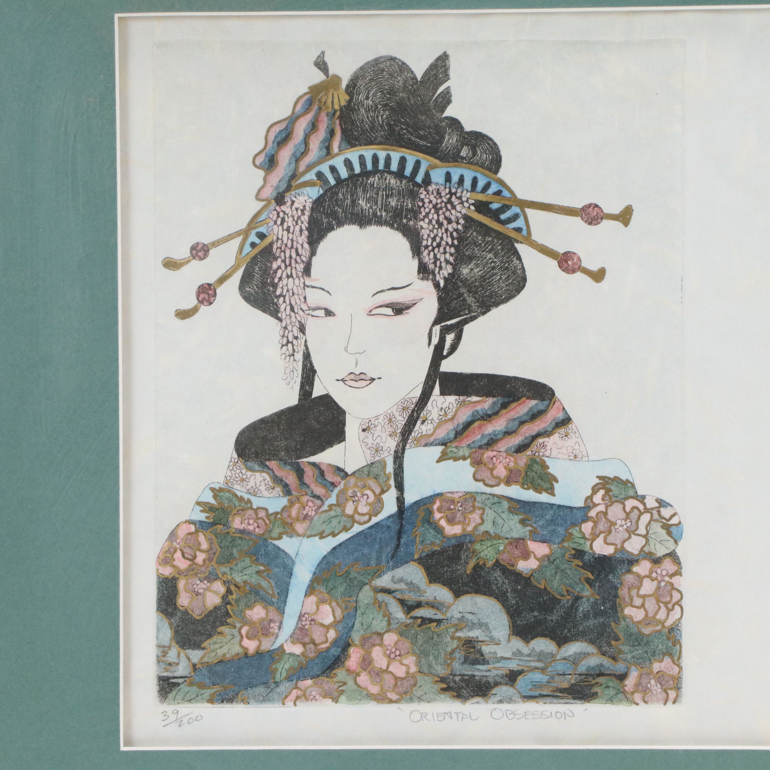 Nona Lee Embellished Lithograph "Oriental Obsession"