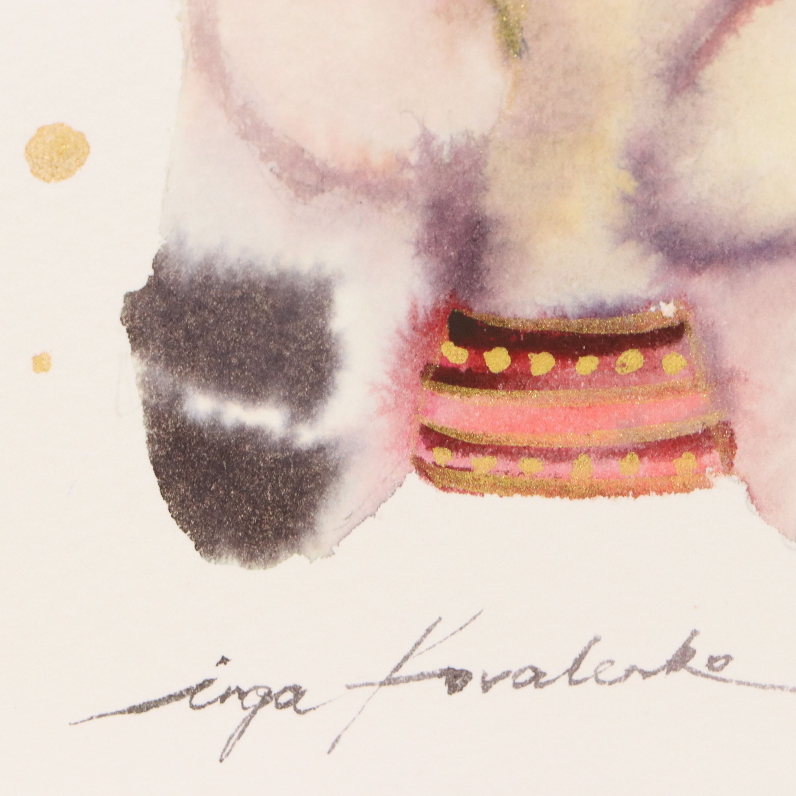 Inga Kovalenko Watercolor of Seated Polar Bear Clown, 2026