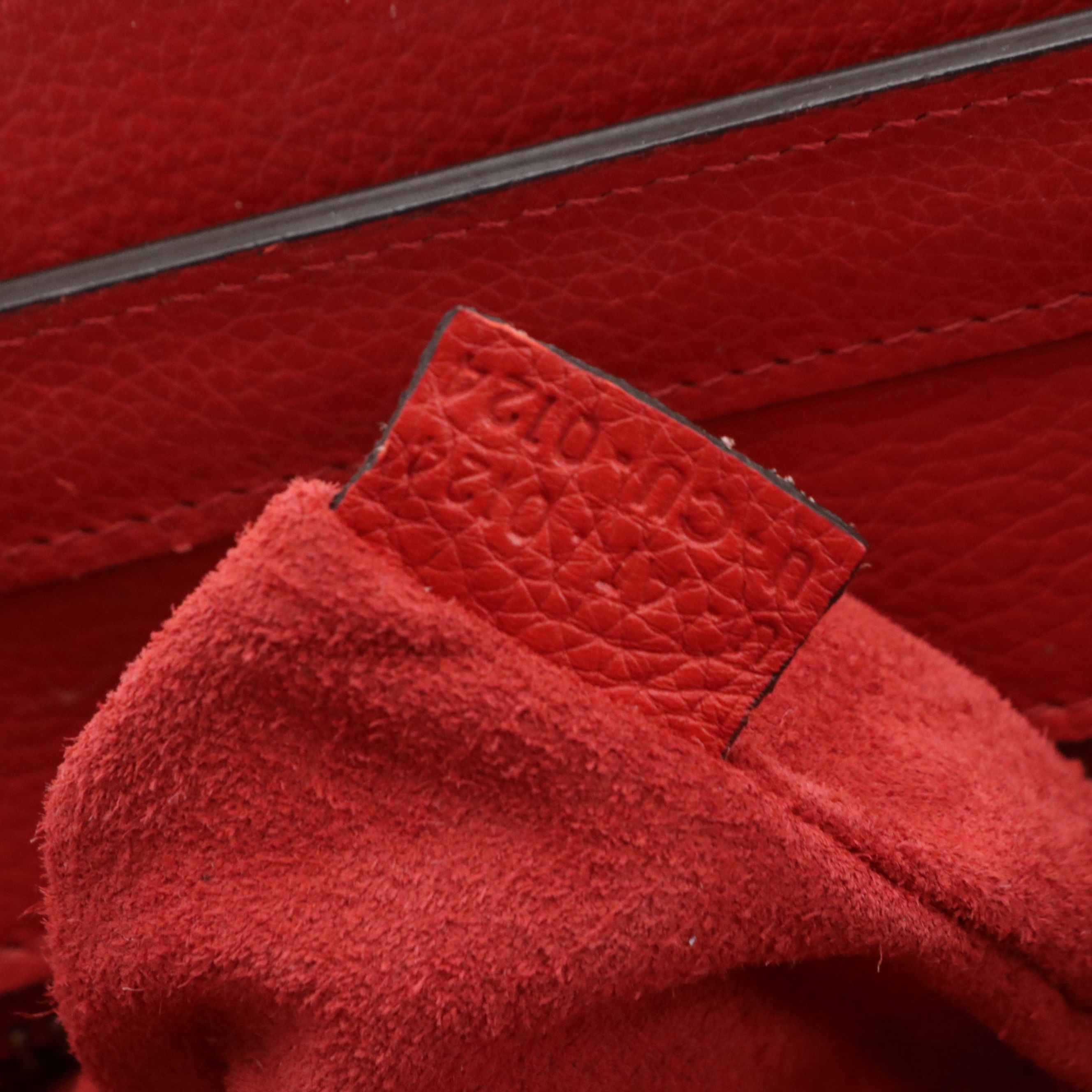 Céline Red Drummed Calfskin Leather Micro Luggage Handbag