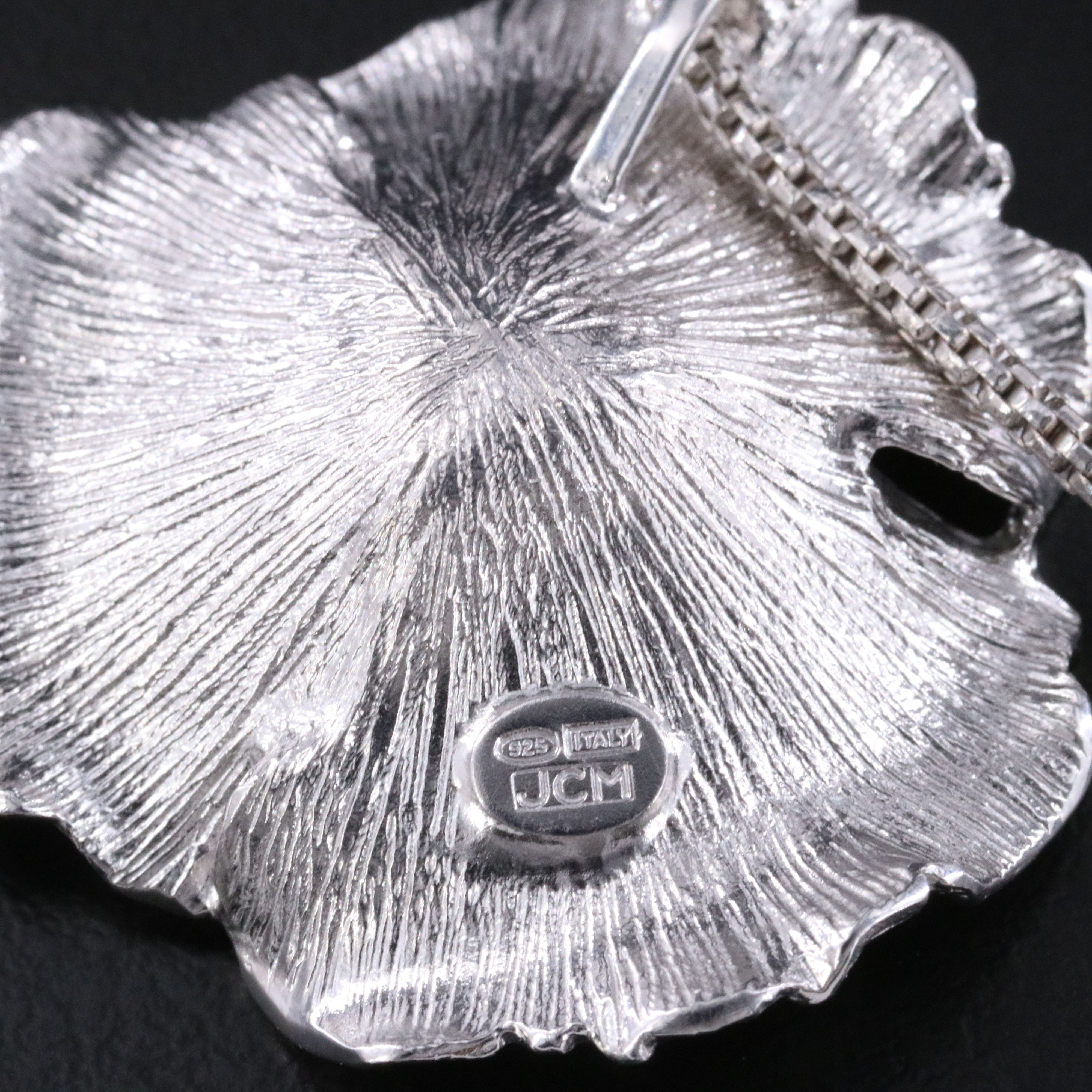 Sterling Flower Pendant on Popcorn Chain Necklace