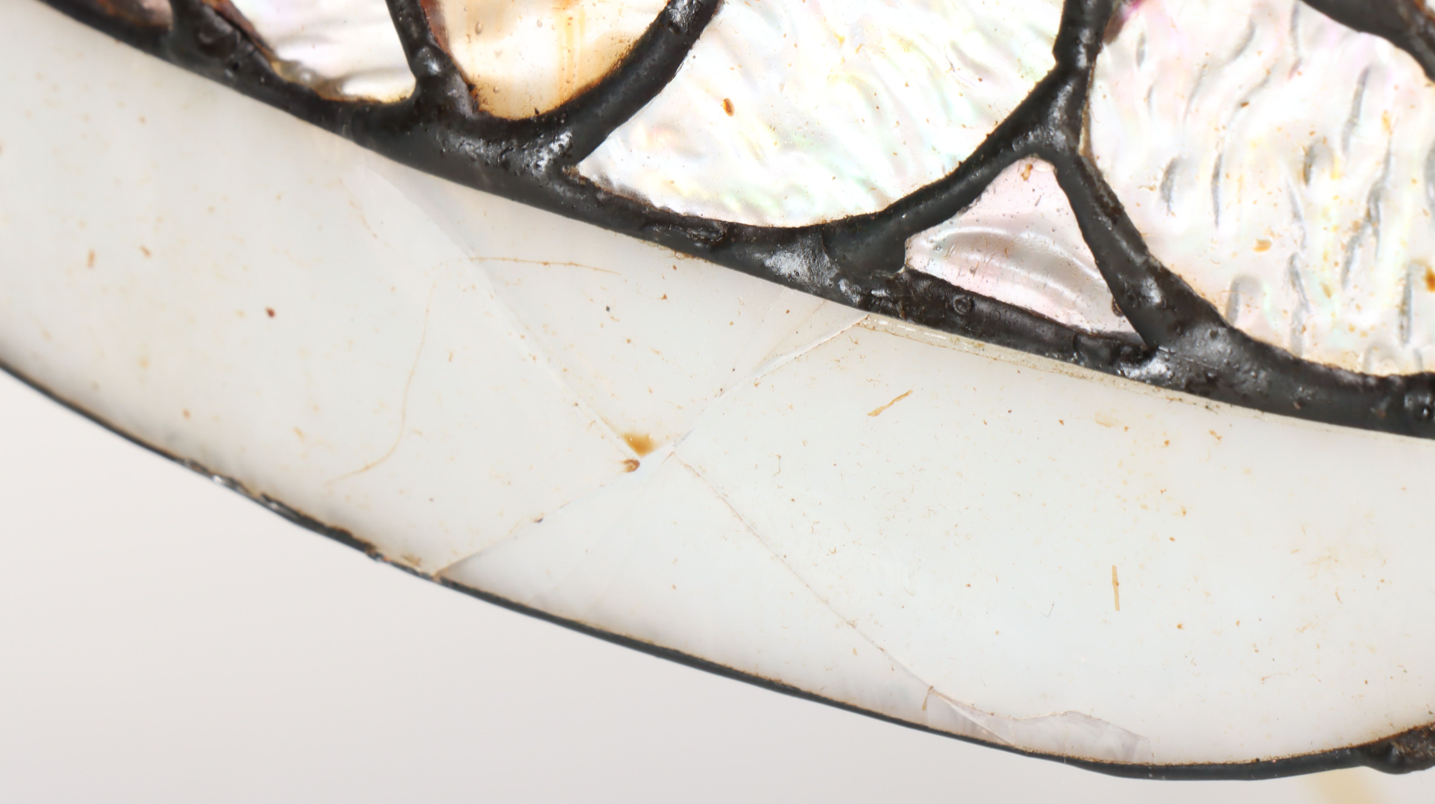 Art Nouveau Style Bronzed Spelter Lamp with Slag Glass Shade