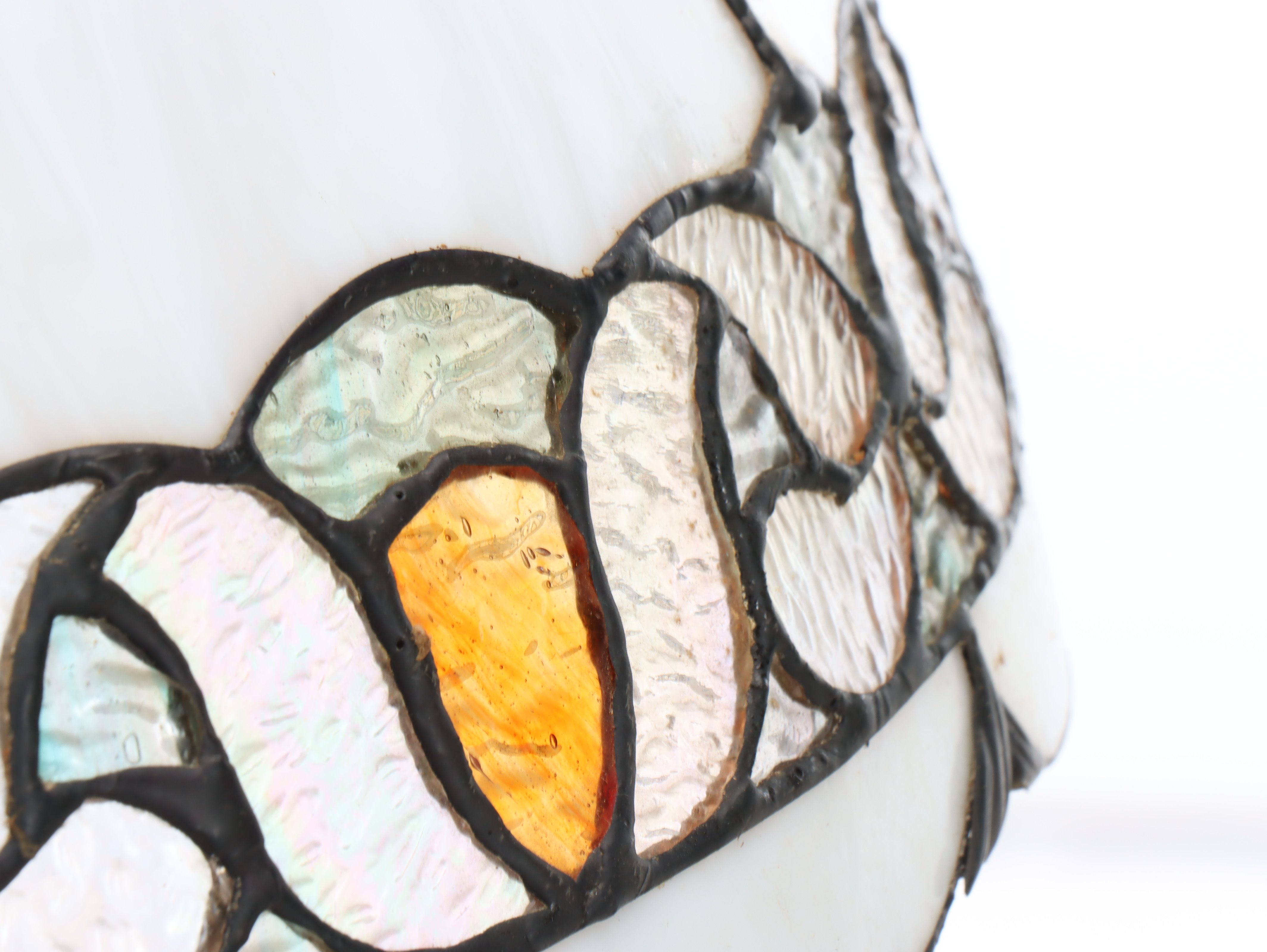 Art Nouveau Style Bronzed Spelter Lamp with Slag Glass Shade