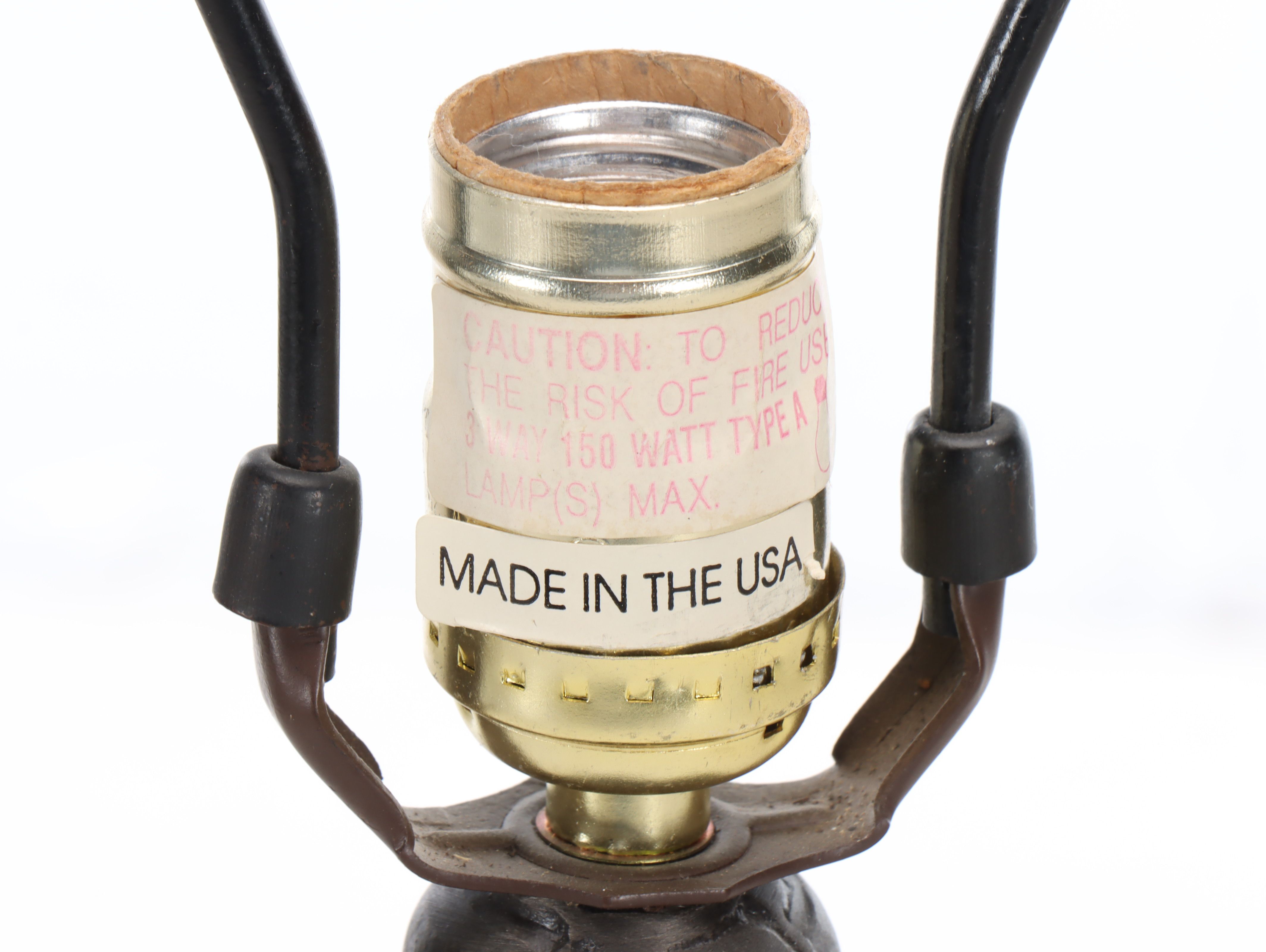 Art Nouveau Style Bronzed Spelter Lamp with Slag Glass Shade