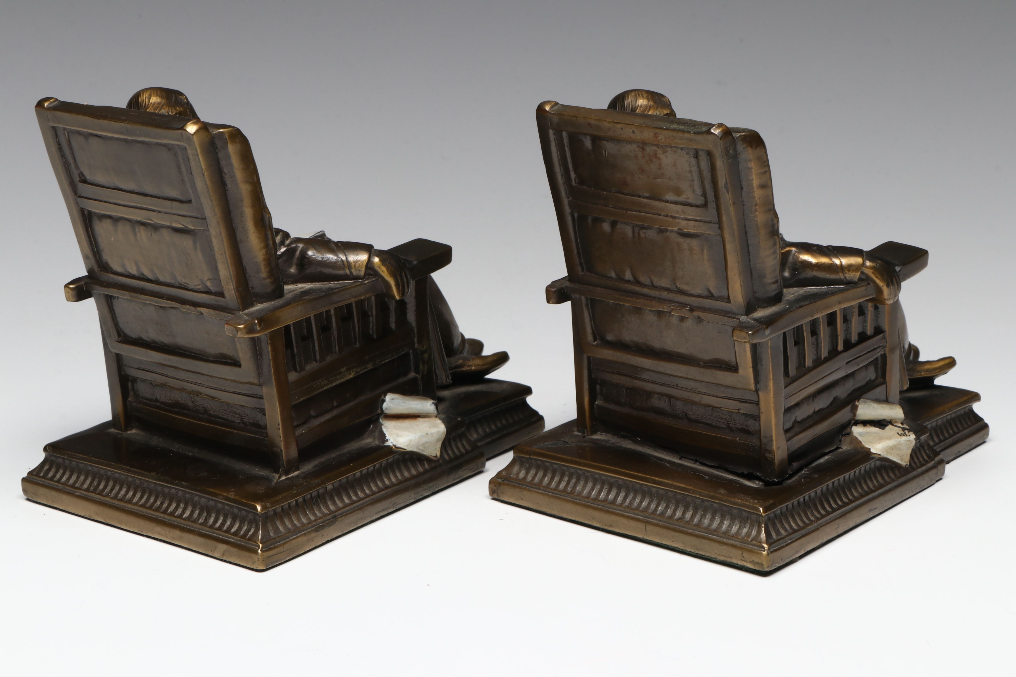 Kronheim & Oldenbusch "Sleeping Scholar" Cast Metal Bookends