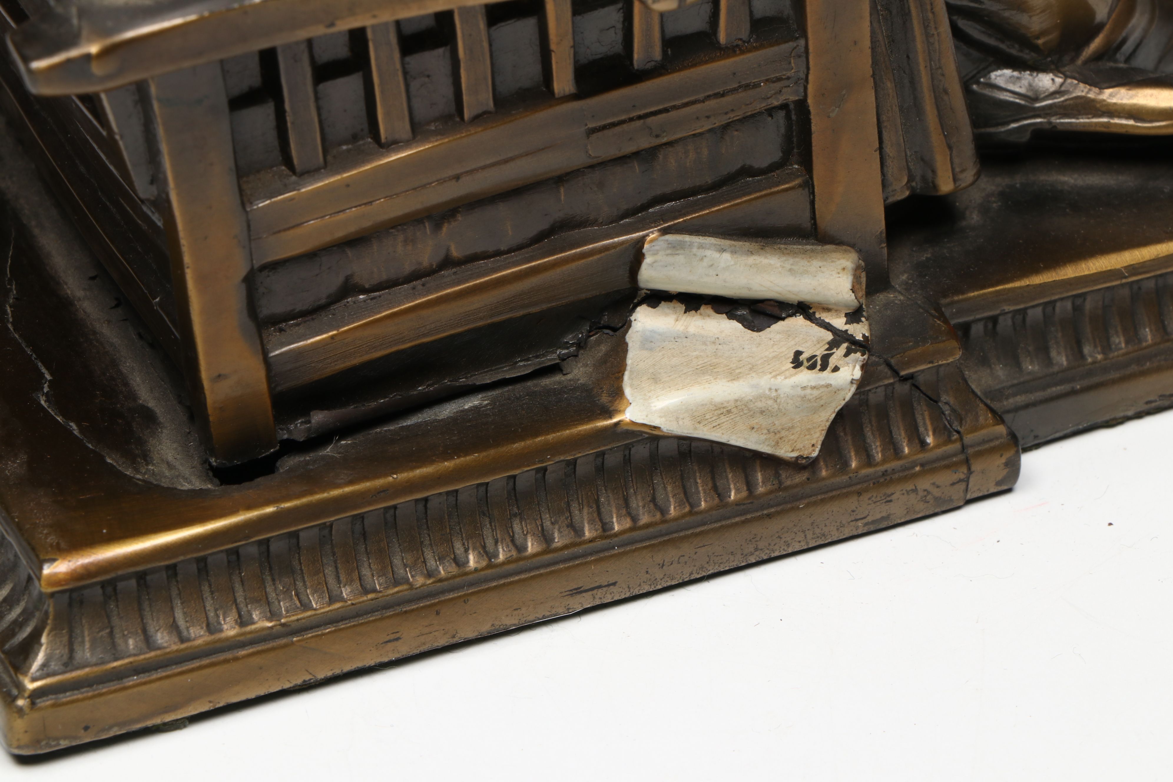 Kronheim & Oldenbusch "Sleeping Scholar" Cast Metal Bookends