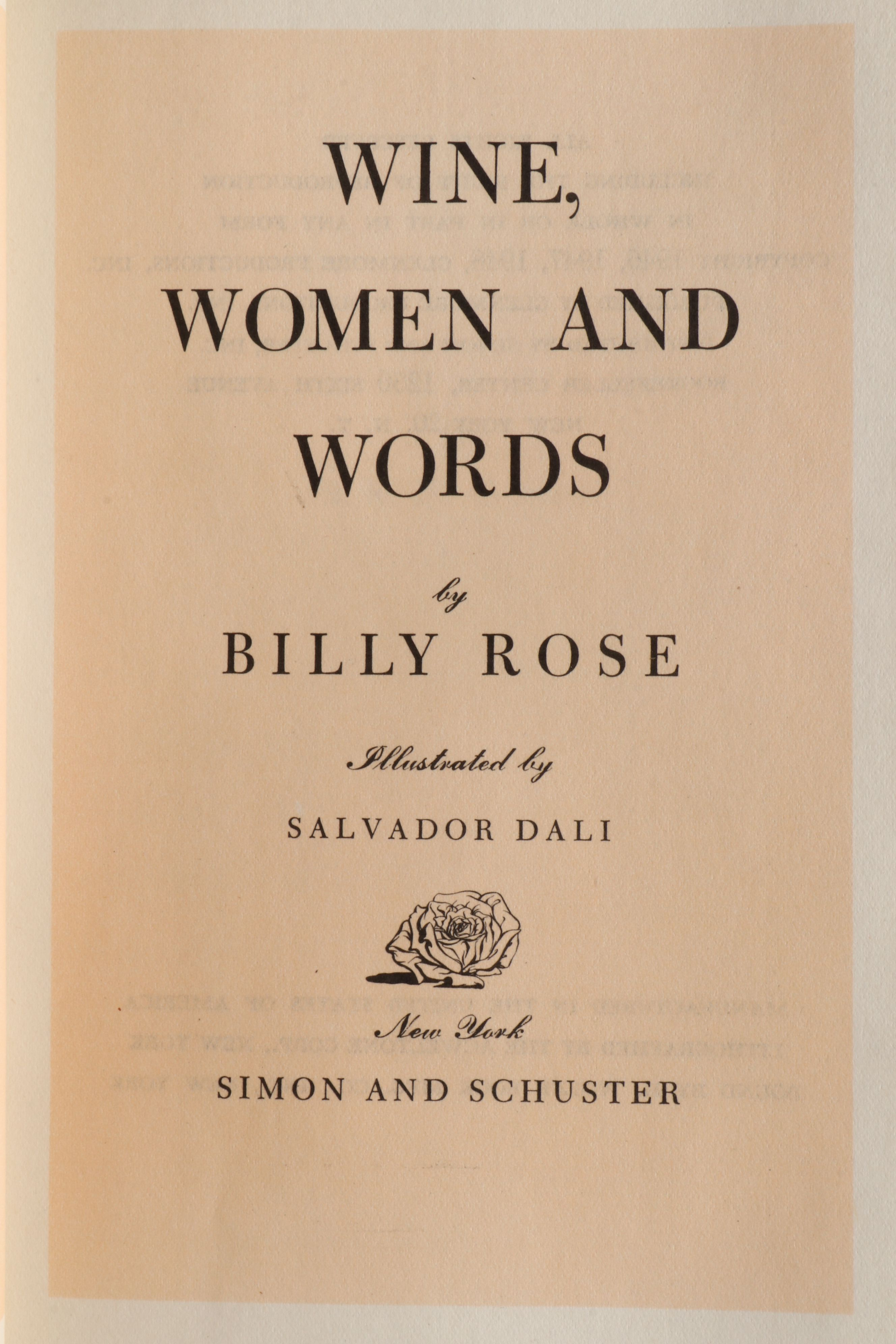 Salvador Dalí Illustrated First Edition "Wine, Women and Words" by Billy Rose