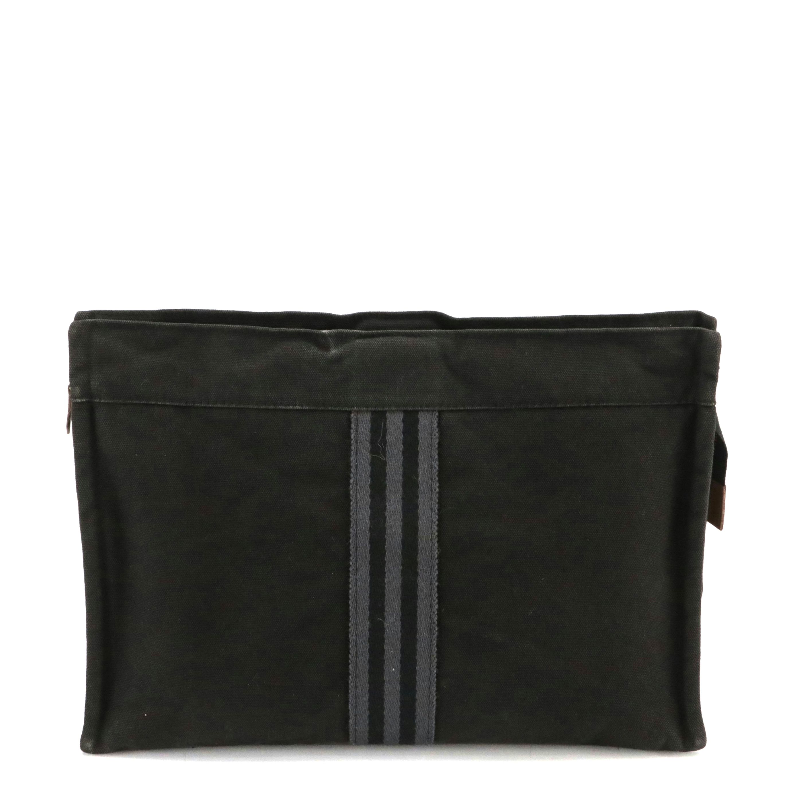 Hermès Fourre-Tout Zip Pouch in Black Cotton Canvas