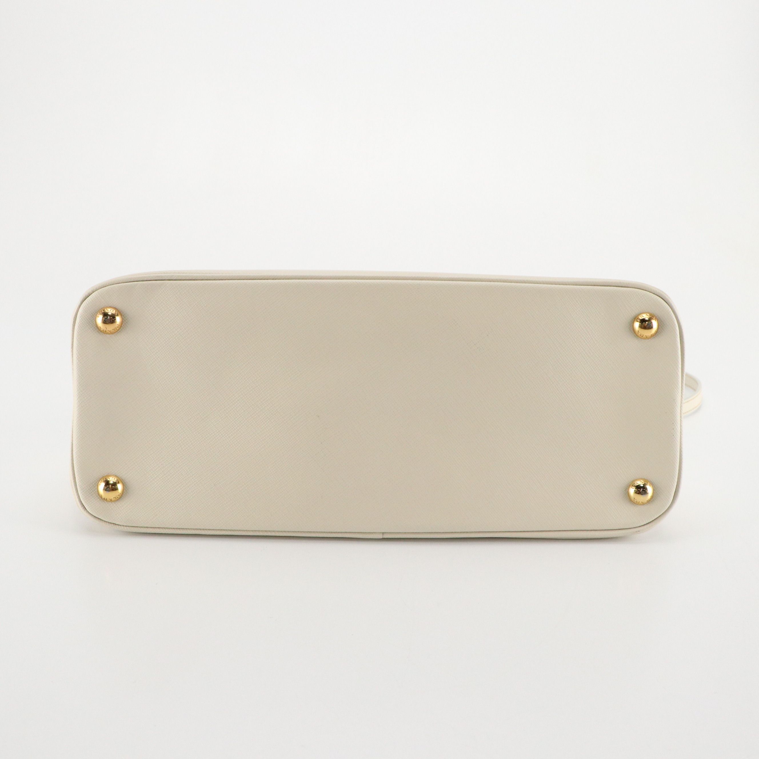 Prada Zippered Two-Way Tote in Ivory Saffiano Leather