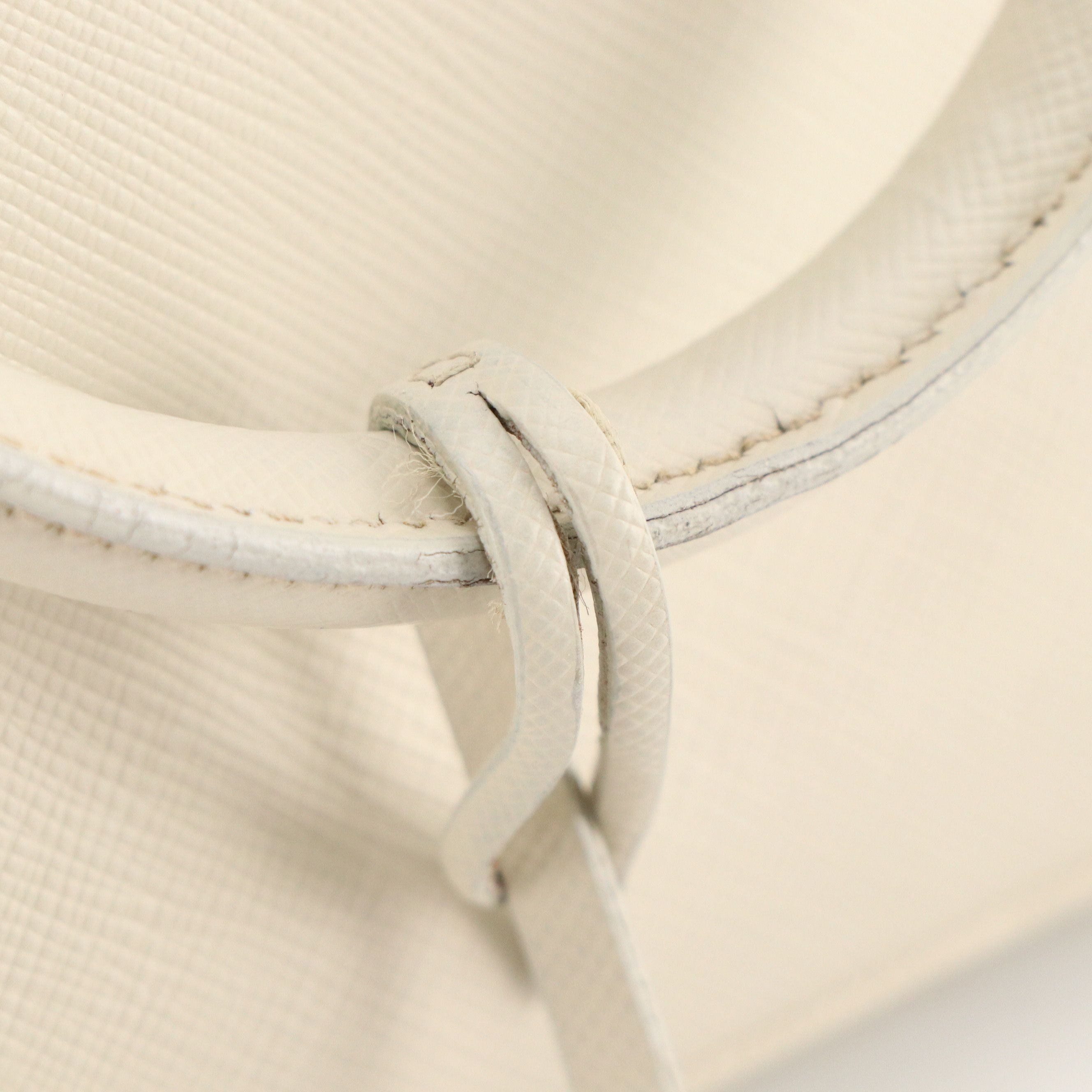 Prada Zippered Two-Way Tote in Ivory Saffiano Leather